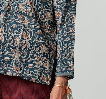 Block Printed V Neck Top