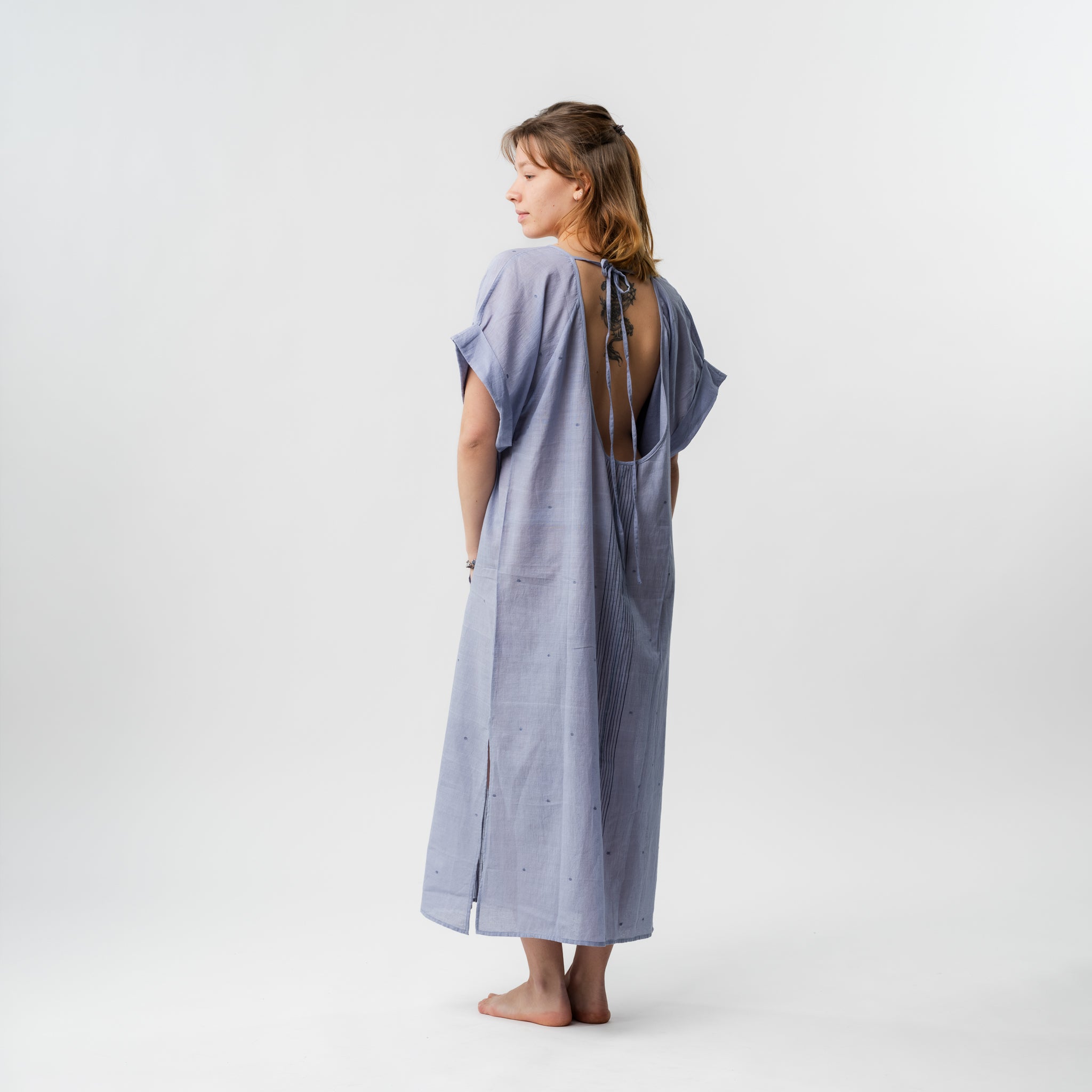 Backless Handloomed Cotton Kaftan 