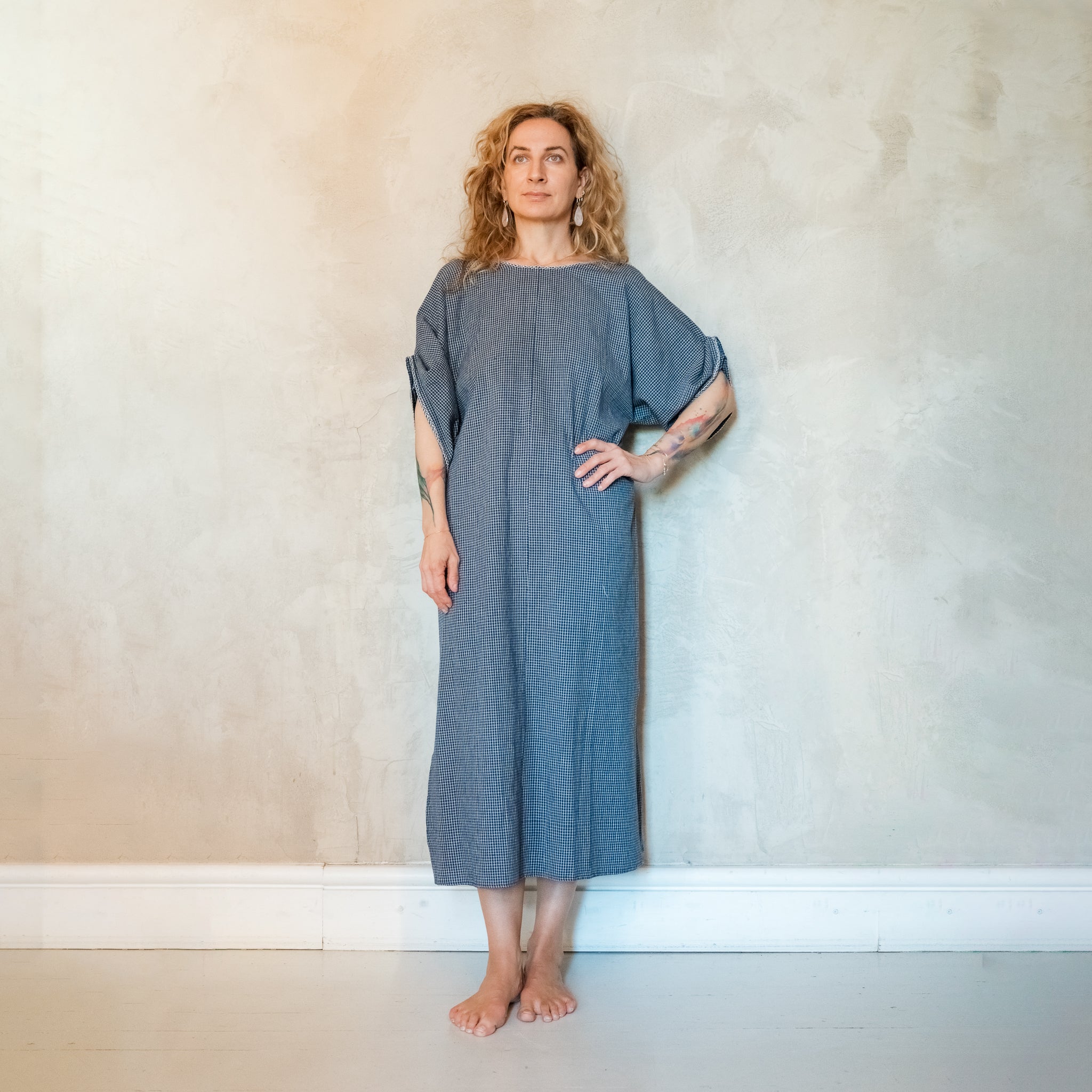 Backless Handloomed Cotton Kaftan 