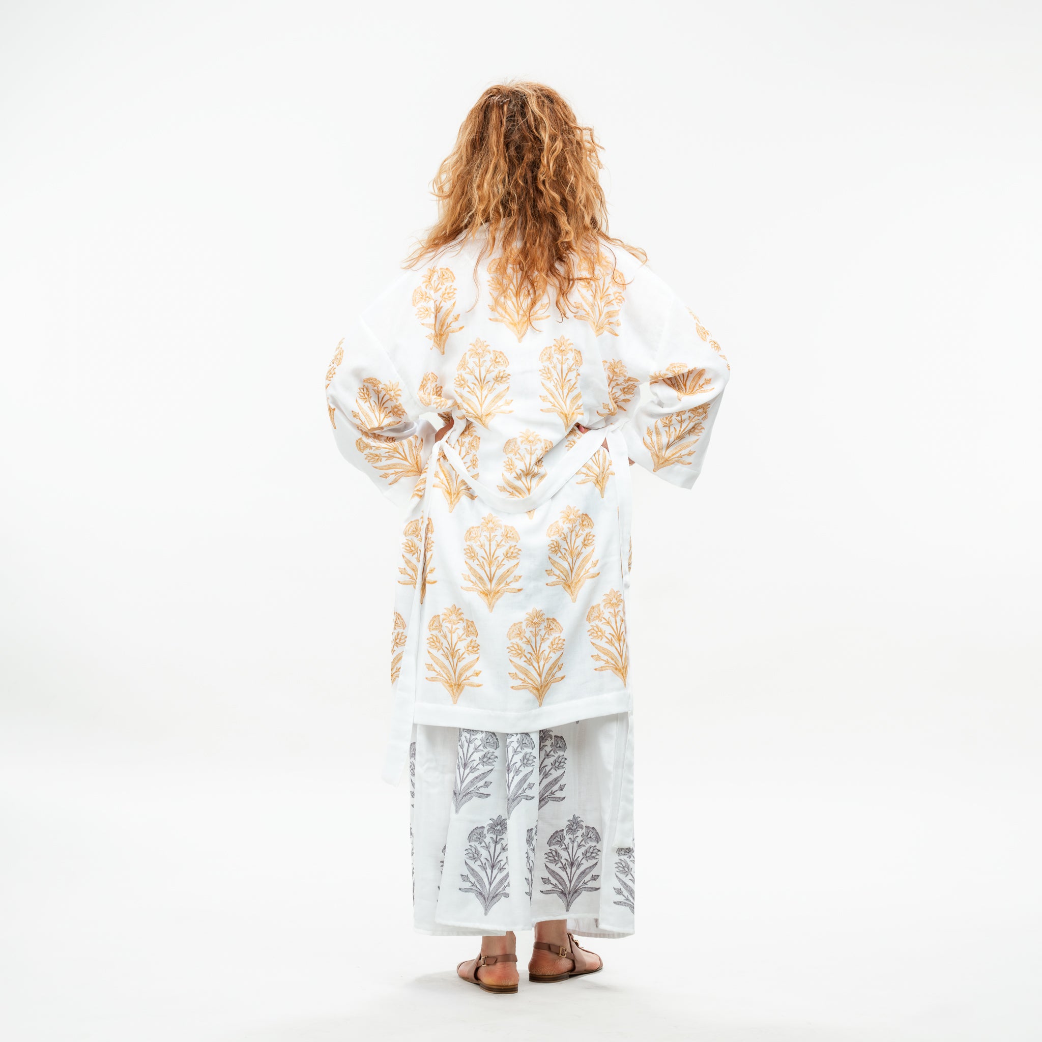 Bouquet Cotton Robe | Hand-Printed Kimono Style in 9 Colors