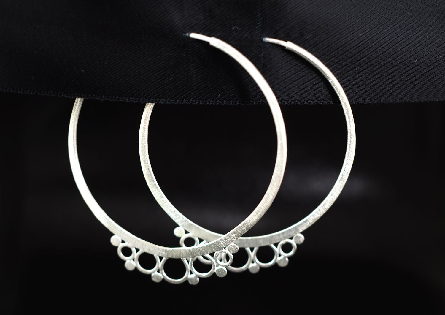 Brushed Silver Hoops 