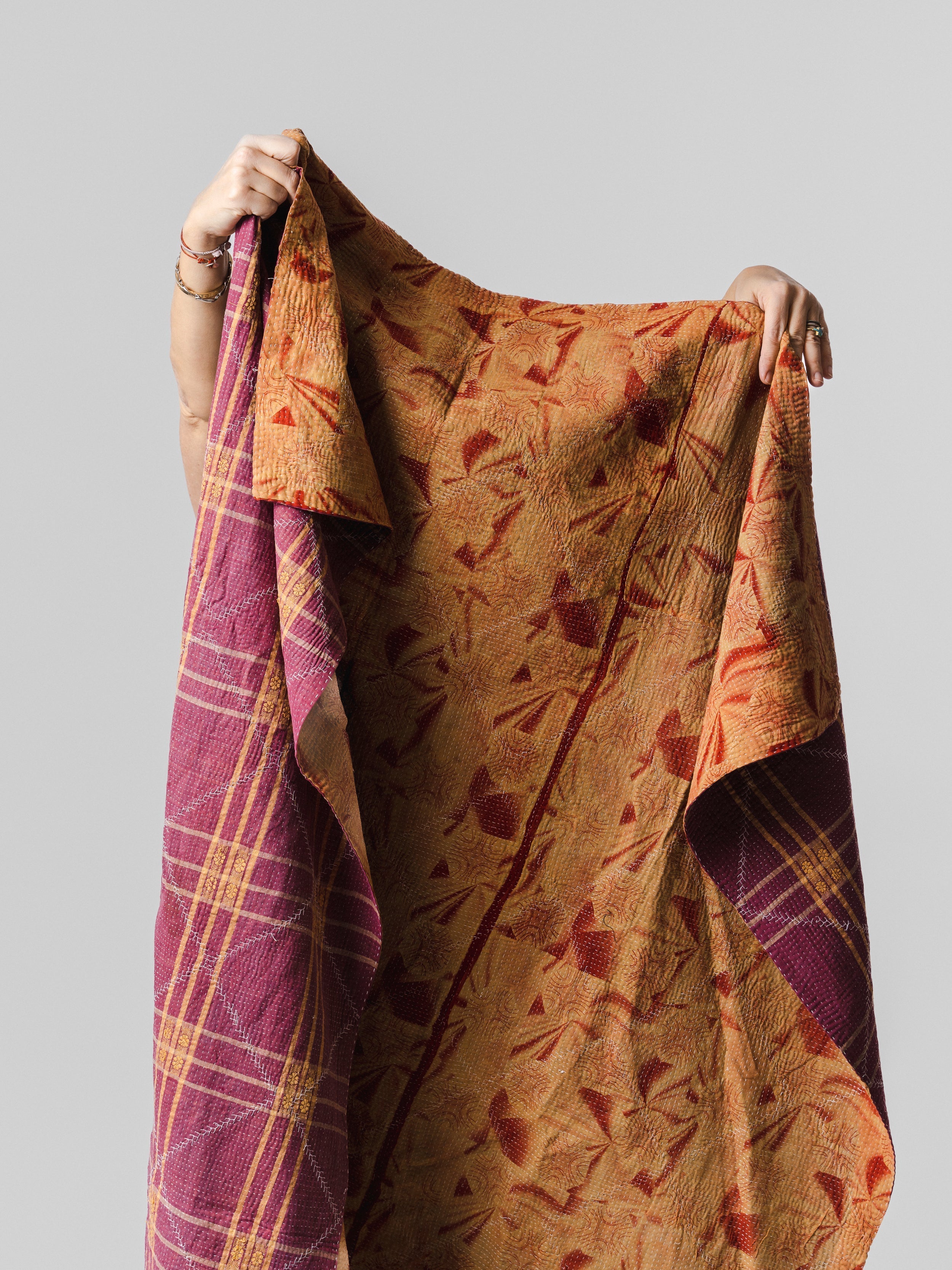 Vintage Embroidered Kantha Blanket 