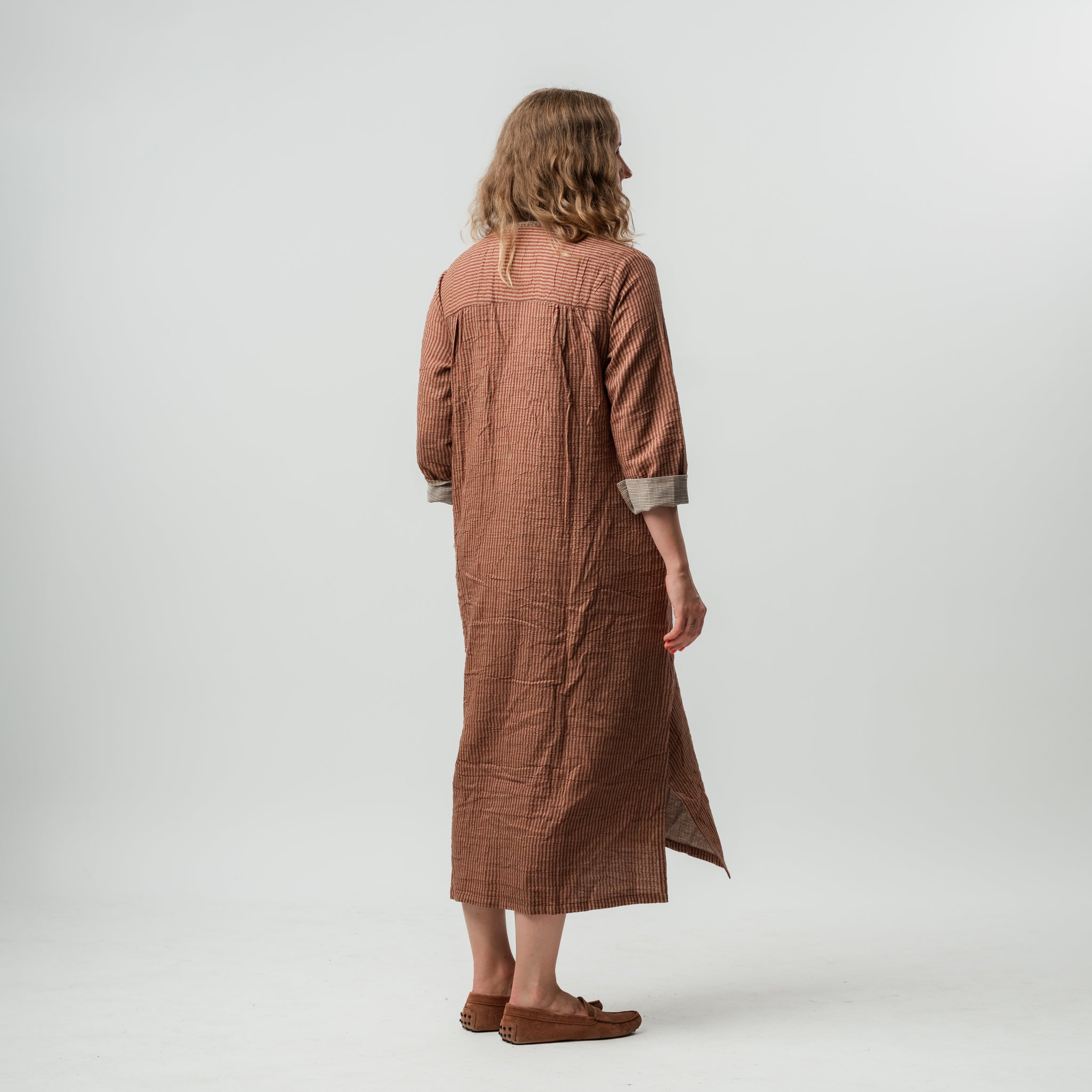Double Cotton V Neck Maxi Dress 