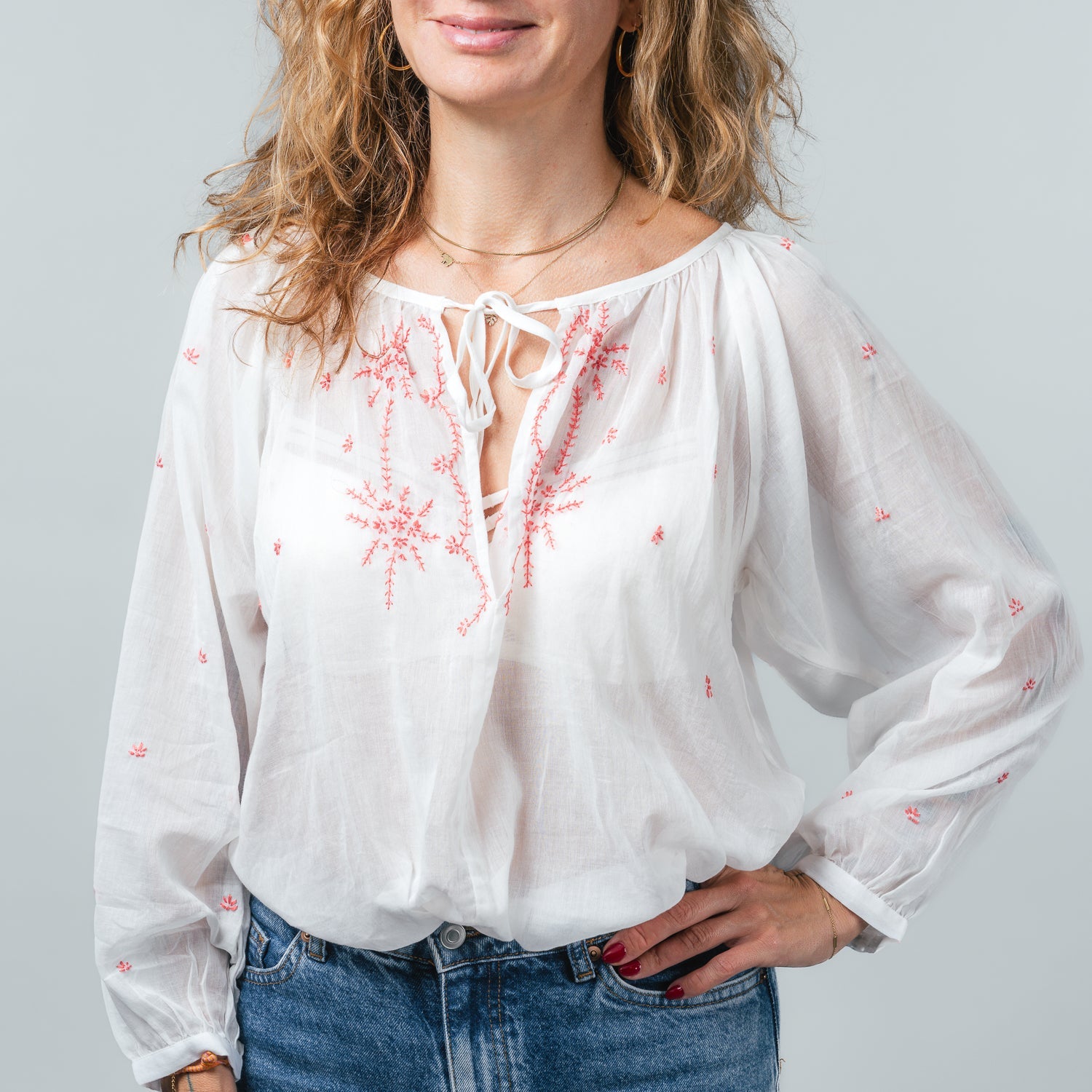 embroidered flower top