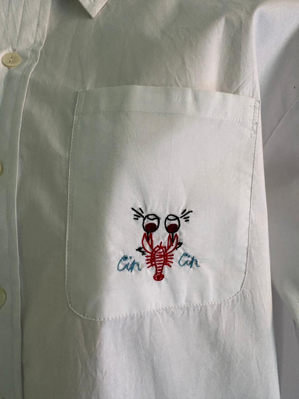 Embroidered White Shirt Dress SM