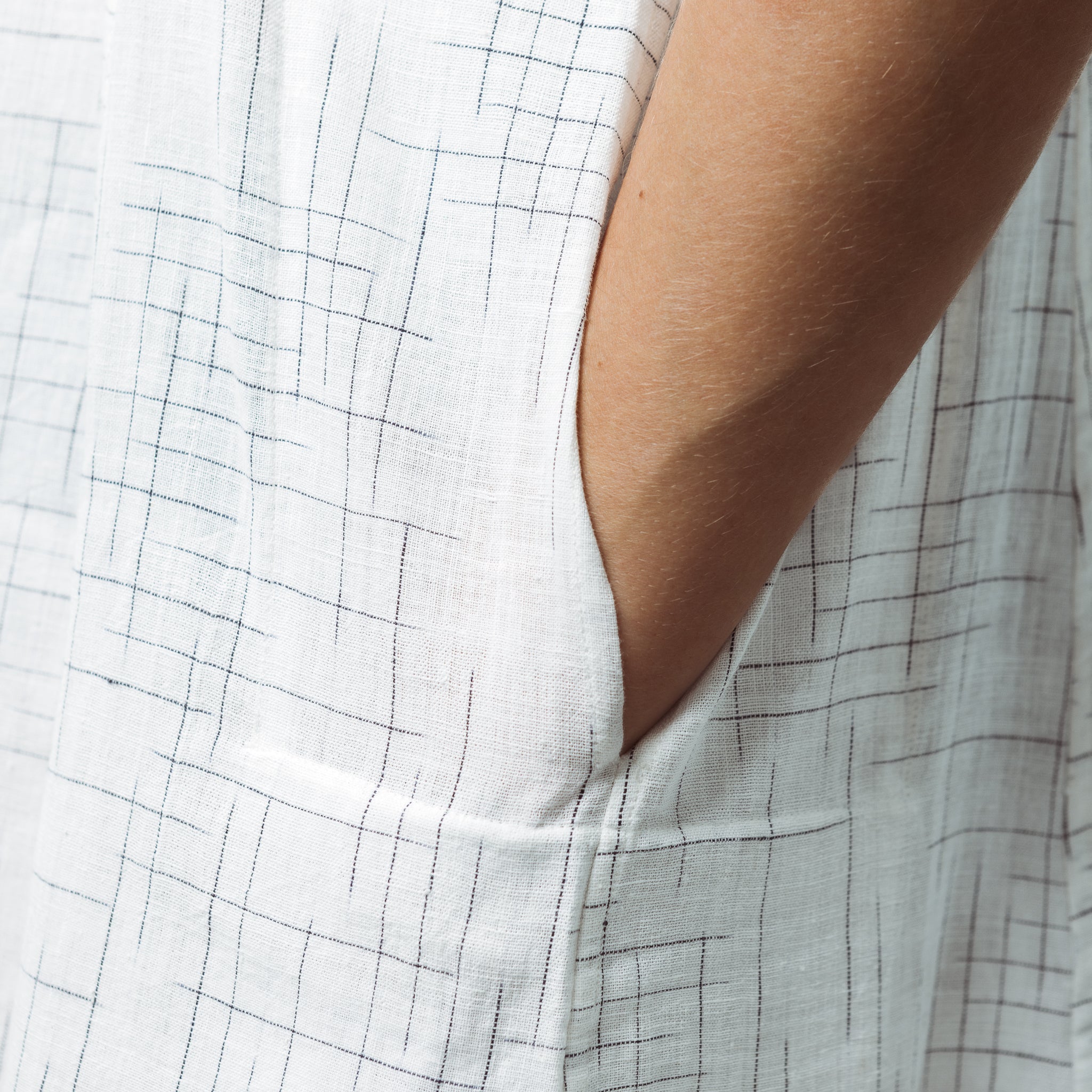 Hand Loomed Cotton Halter Dress with Pockets 