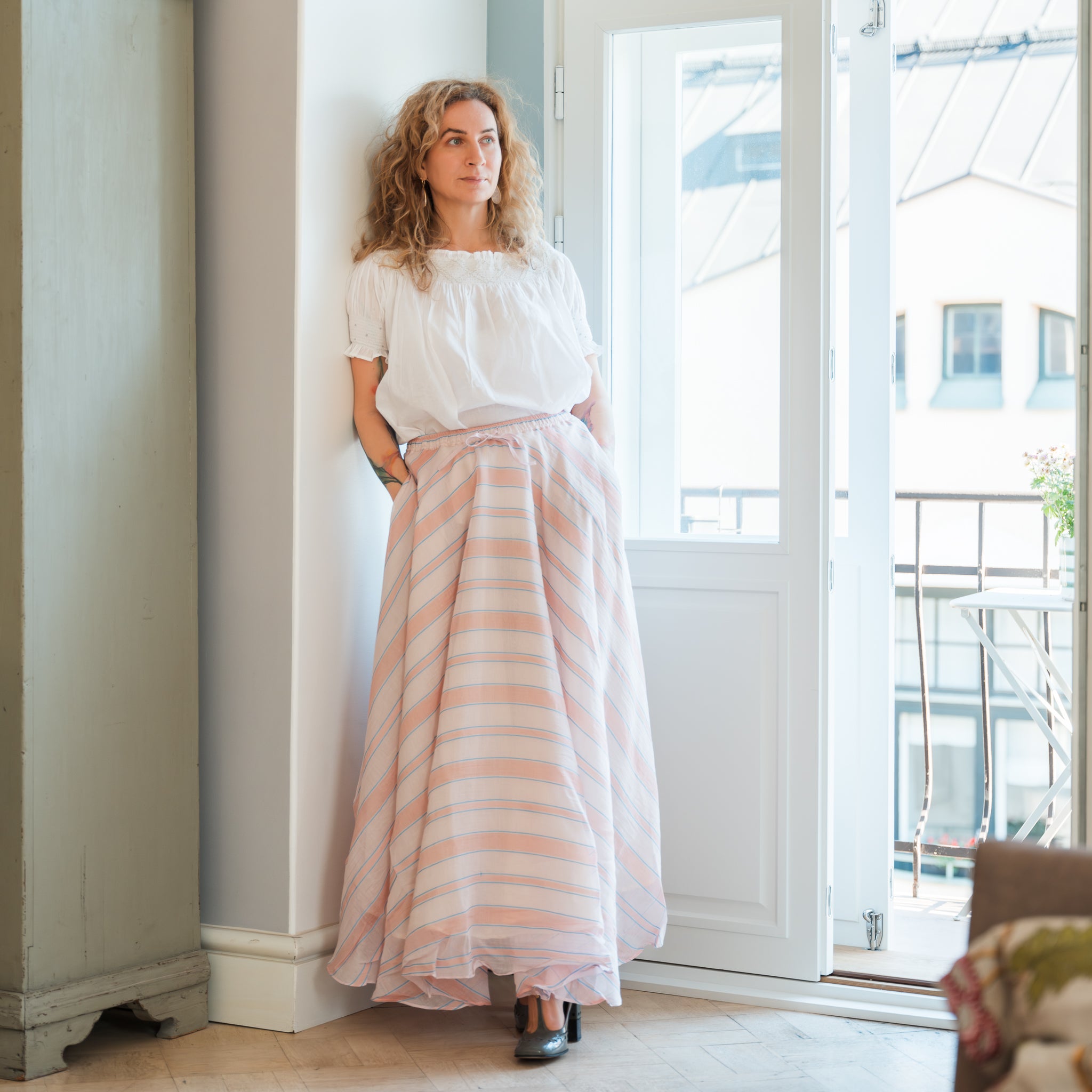 Smocked White Blouse 