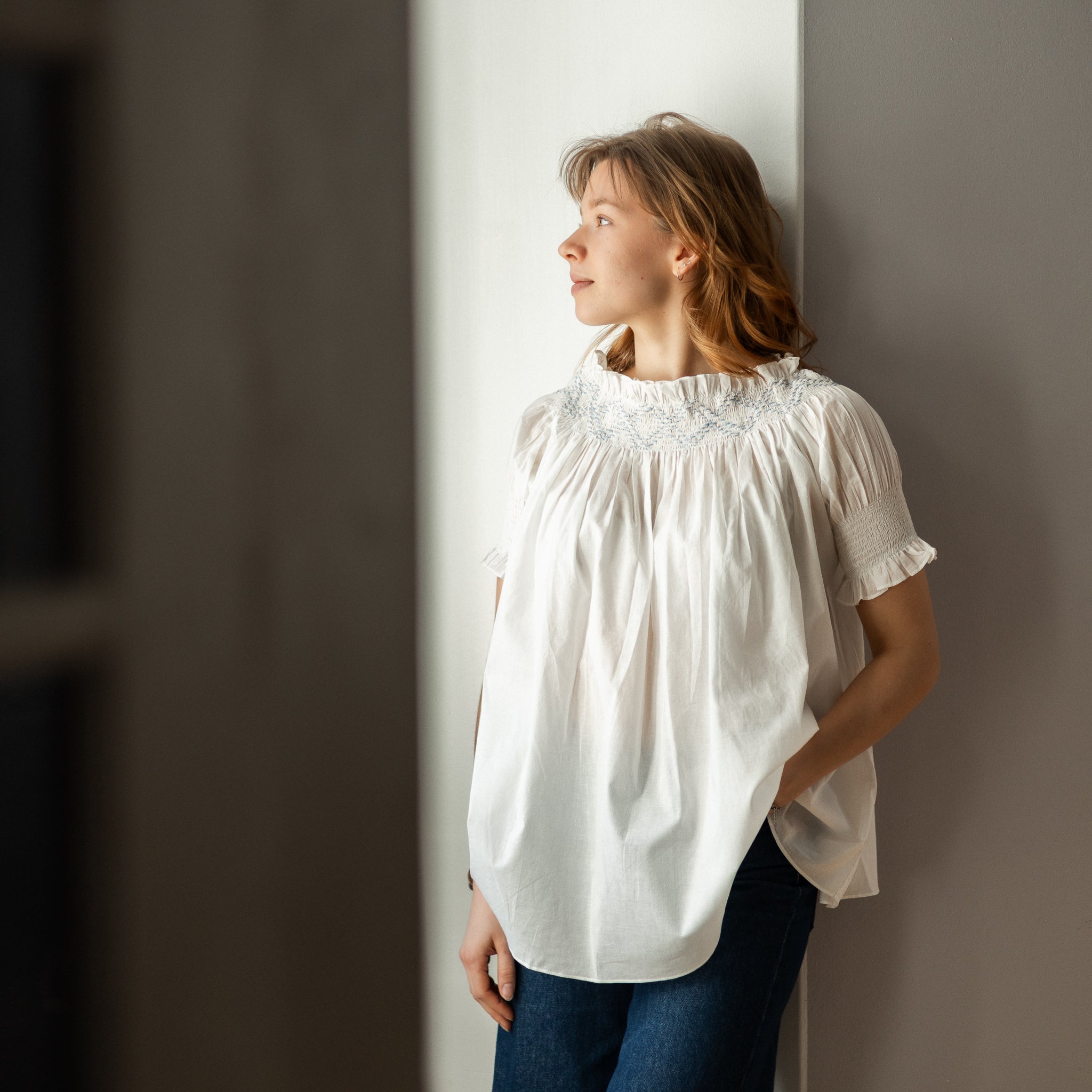 Hand Smocked White Blouse 