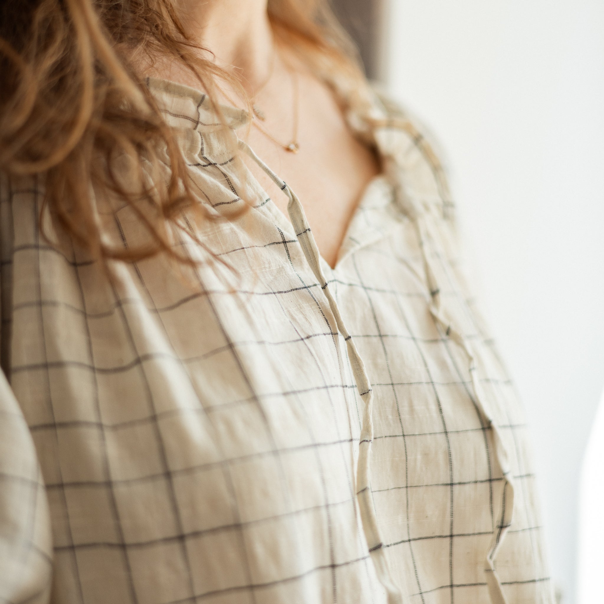Hand Woven Black Check Emma Dress 