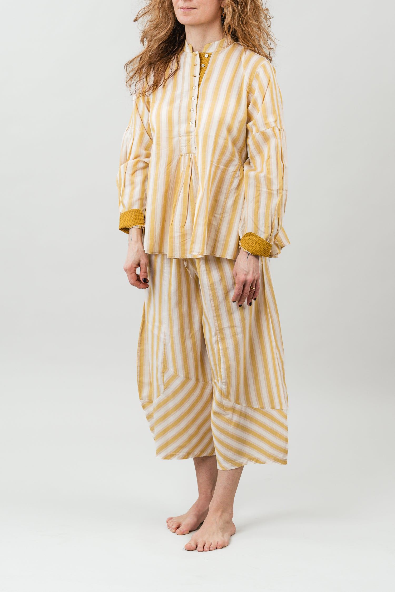 Hand Woven Cotton Striped Balloon Pant 