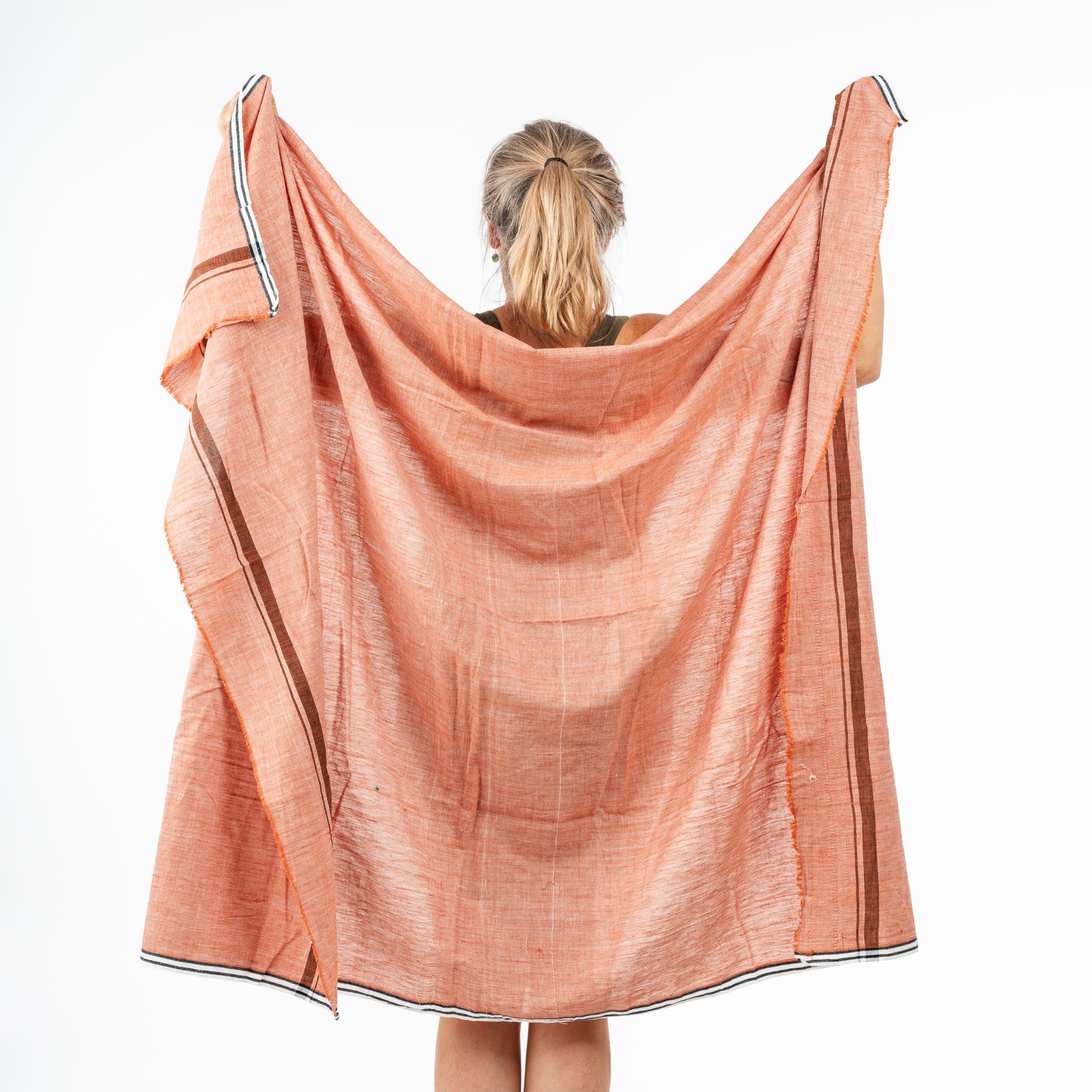 Hand Woven Khadi Towels light red