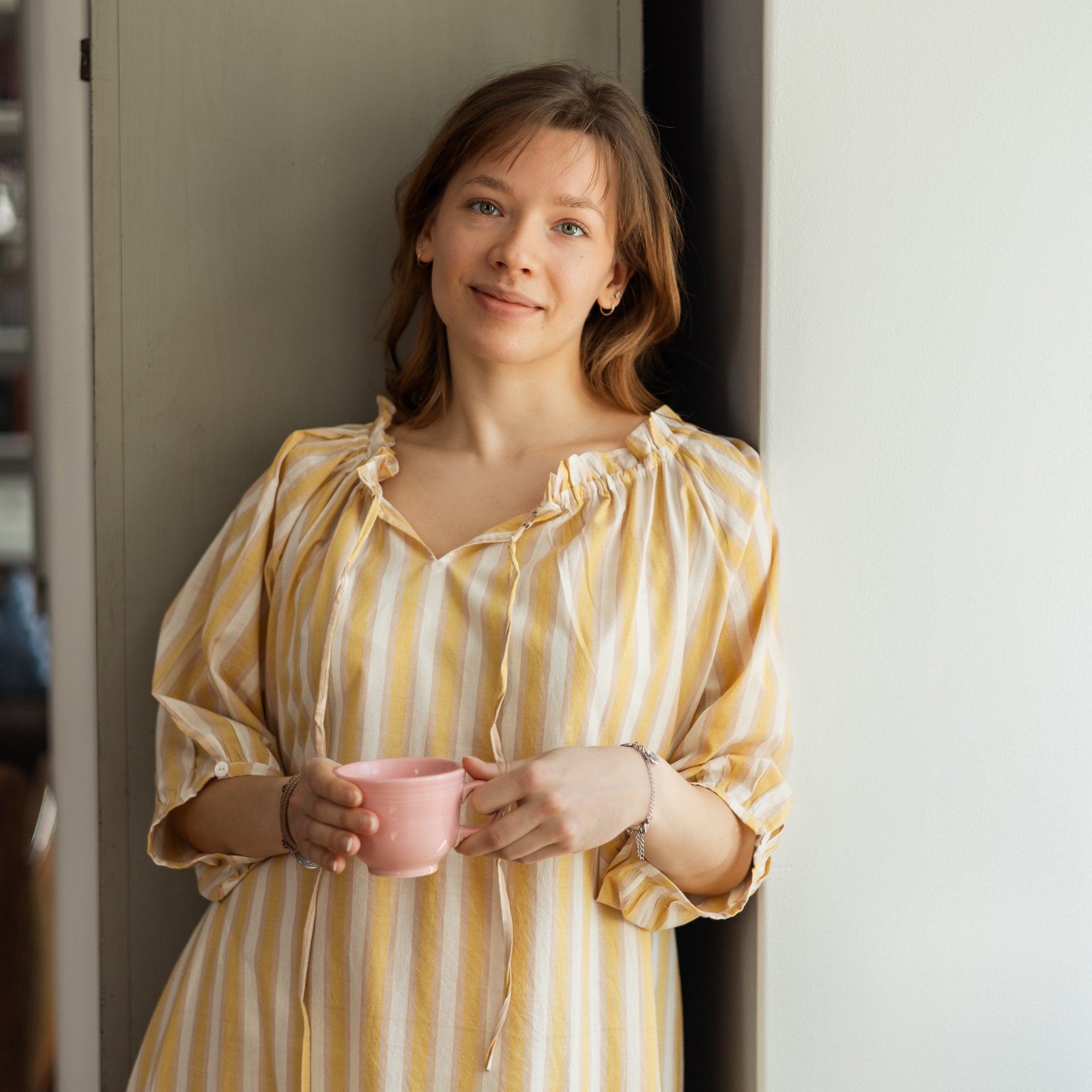 Hand Woven Striped Yellow Emma Dress 