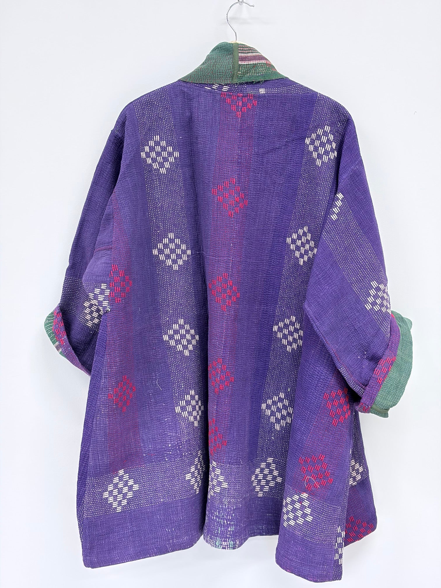 Reversible Upcycled Kantha Car Coat Purple