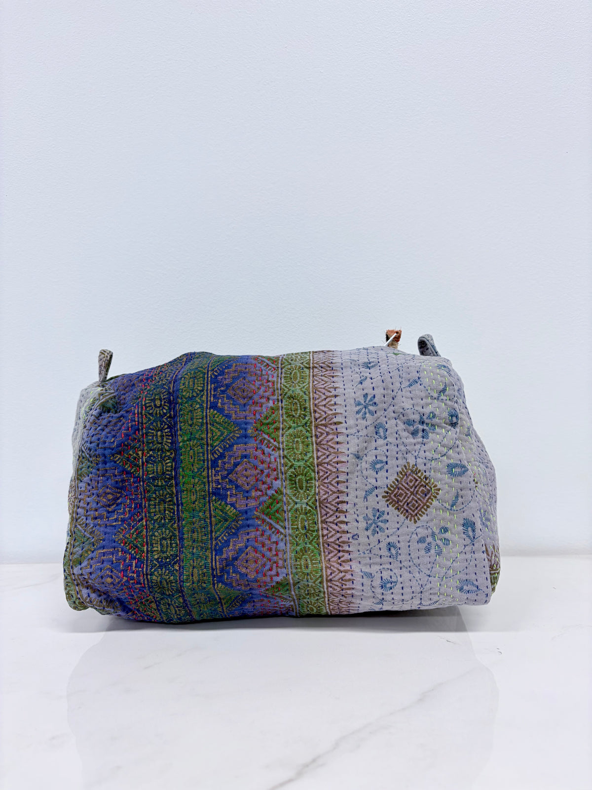 Vintage Kantha Toiletry Pouch Lavender Green