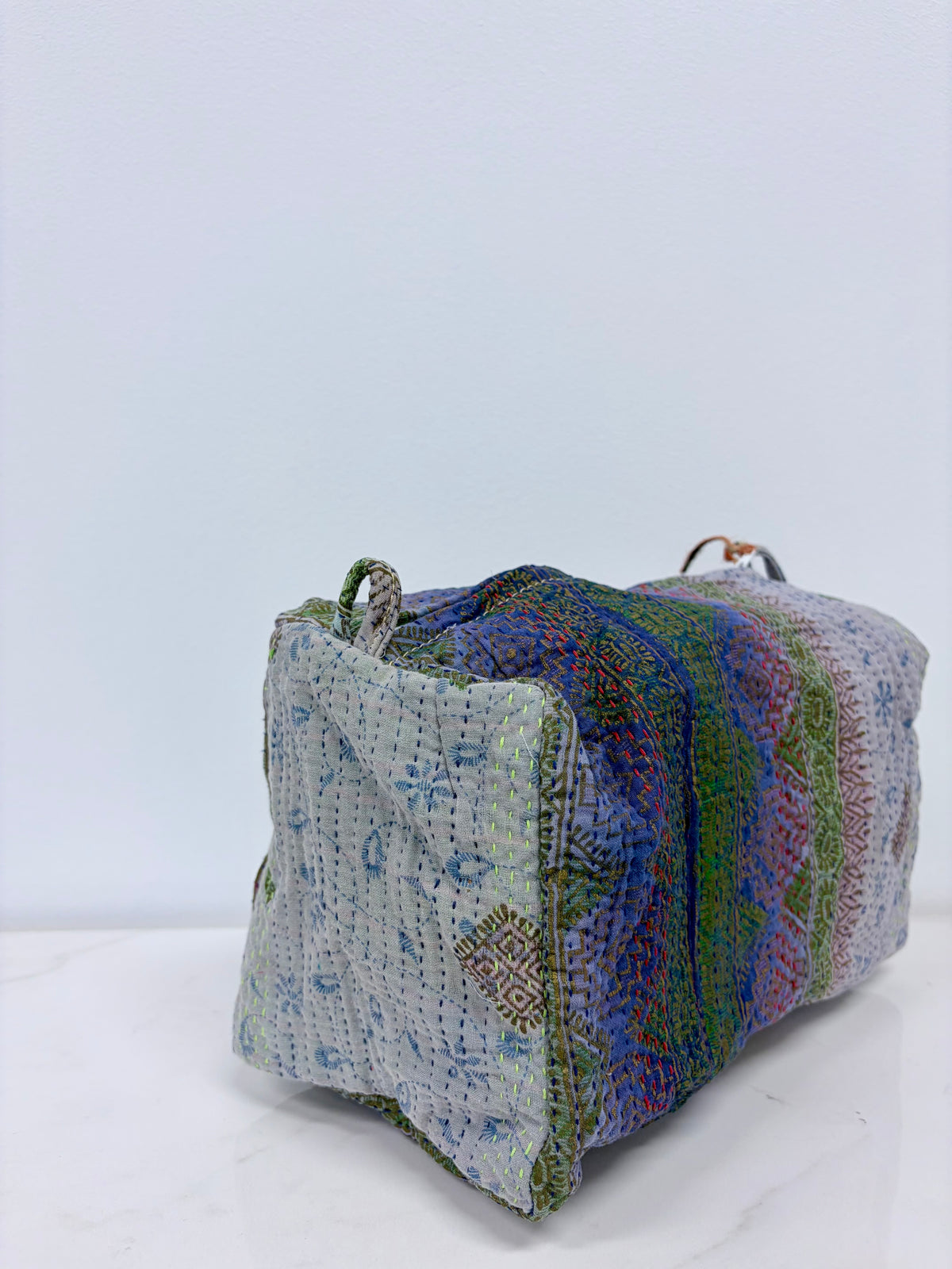 Vintage Kantha Toiletry Pouch Lavender Green