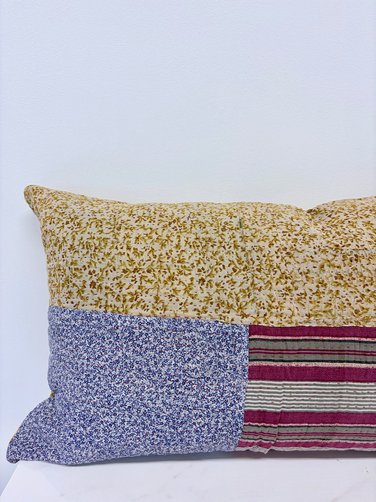 Vintage Kantha Pillow Patchwork