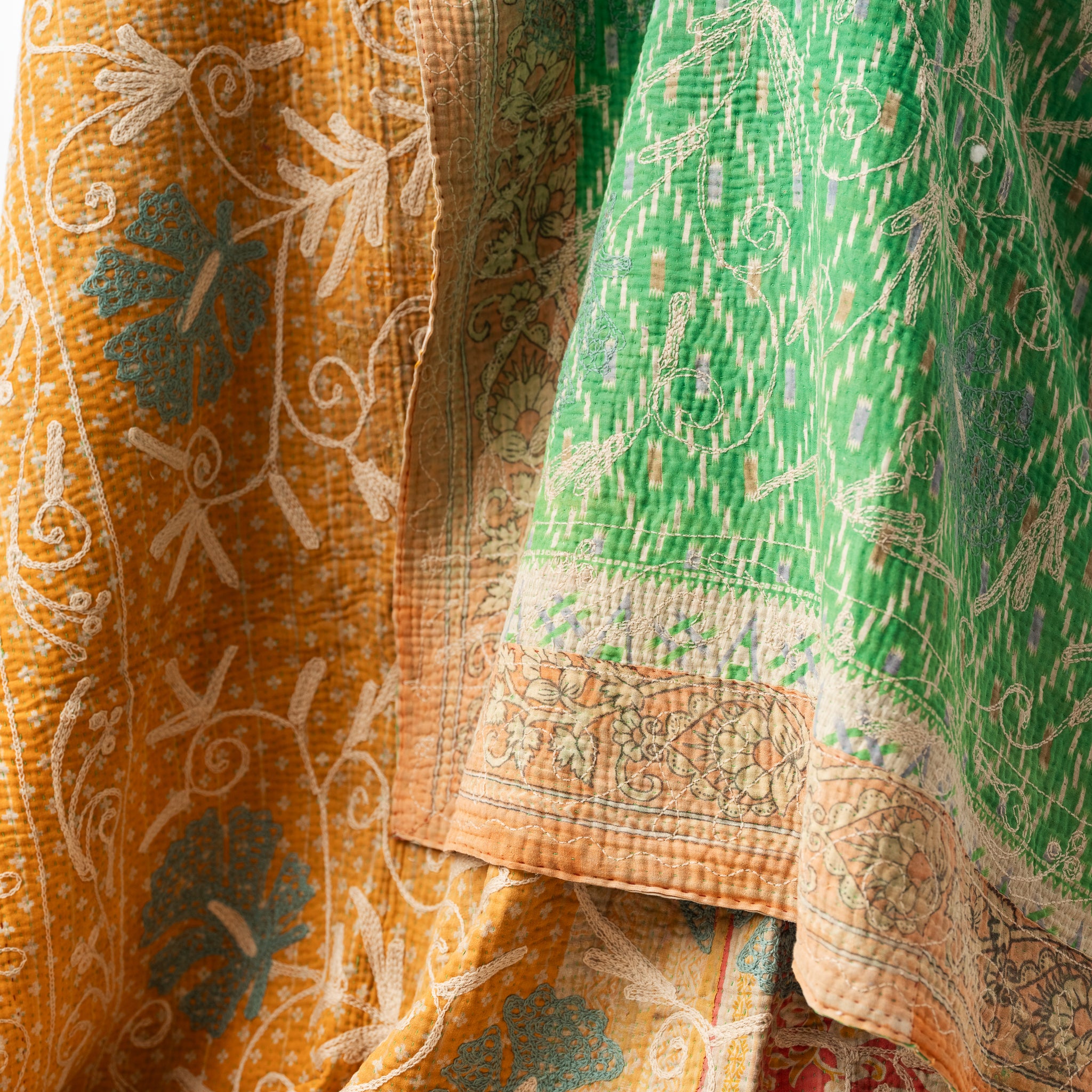 Large Suzani Bedcover on Vintage Kantha 3 