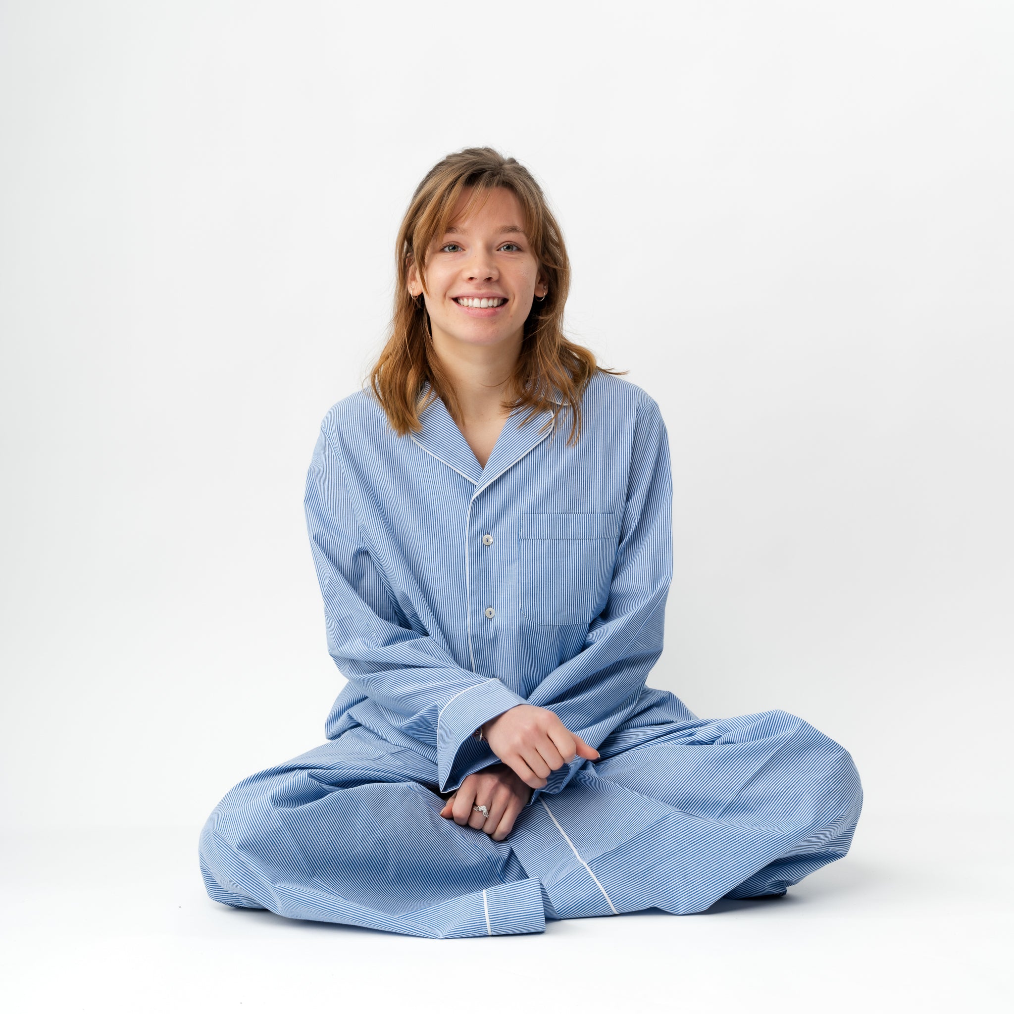 navy pinstripe pyjamas