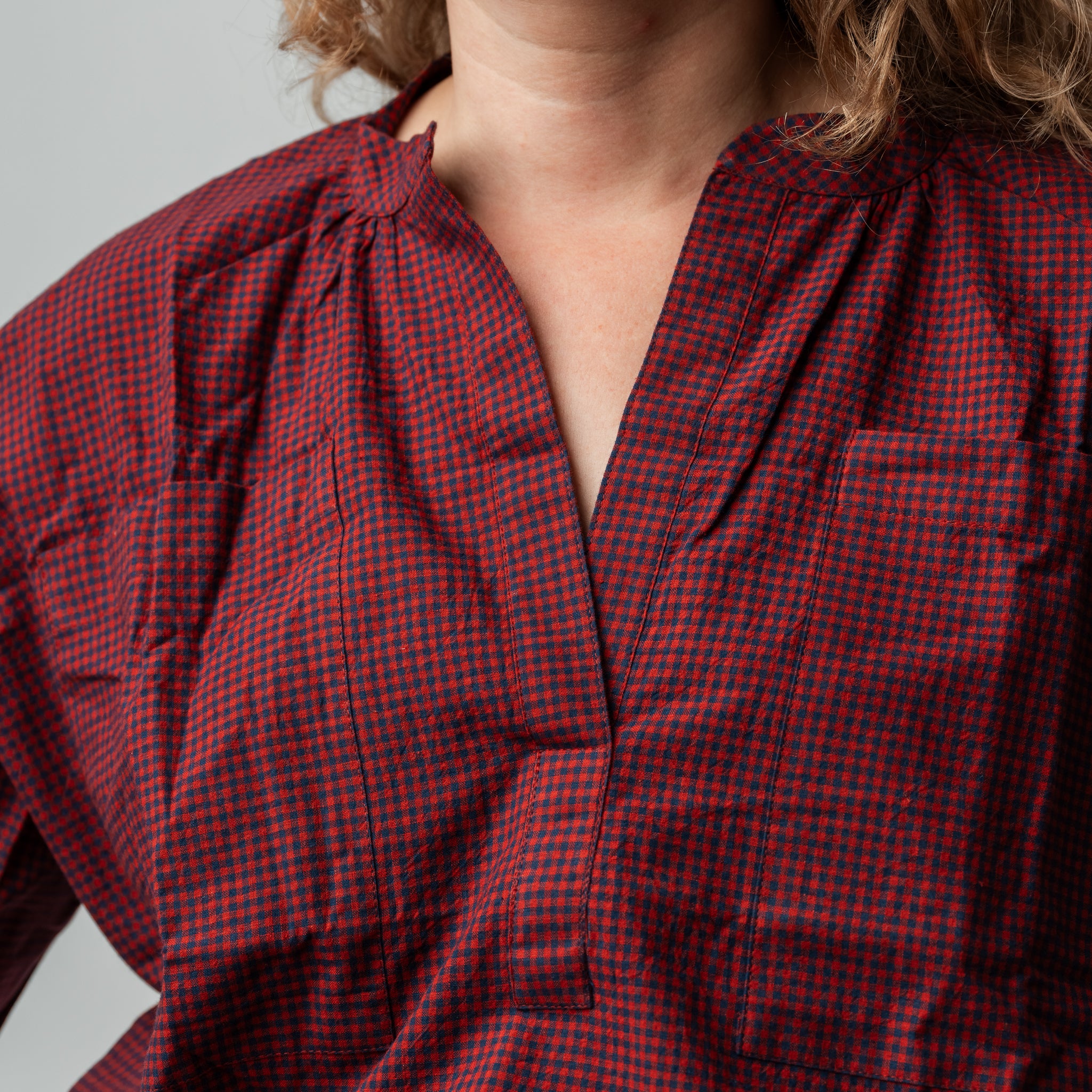 Hand Woven Cotton Check Top 