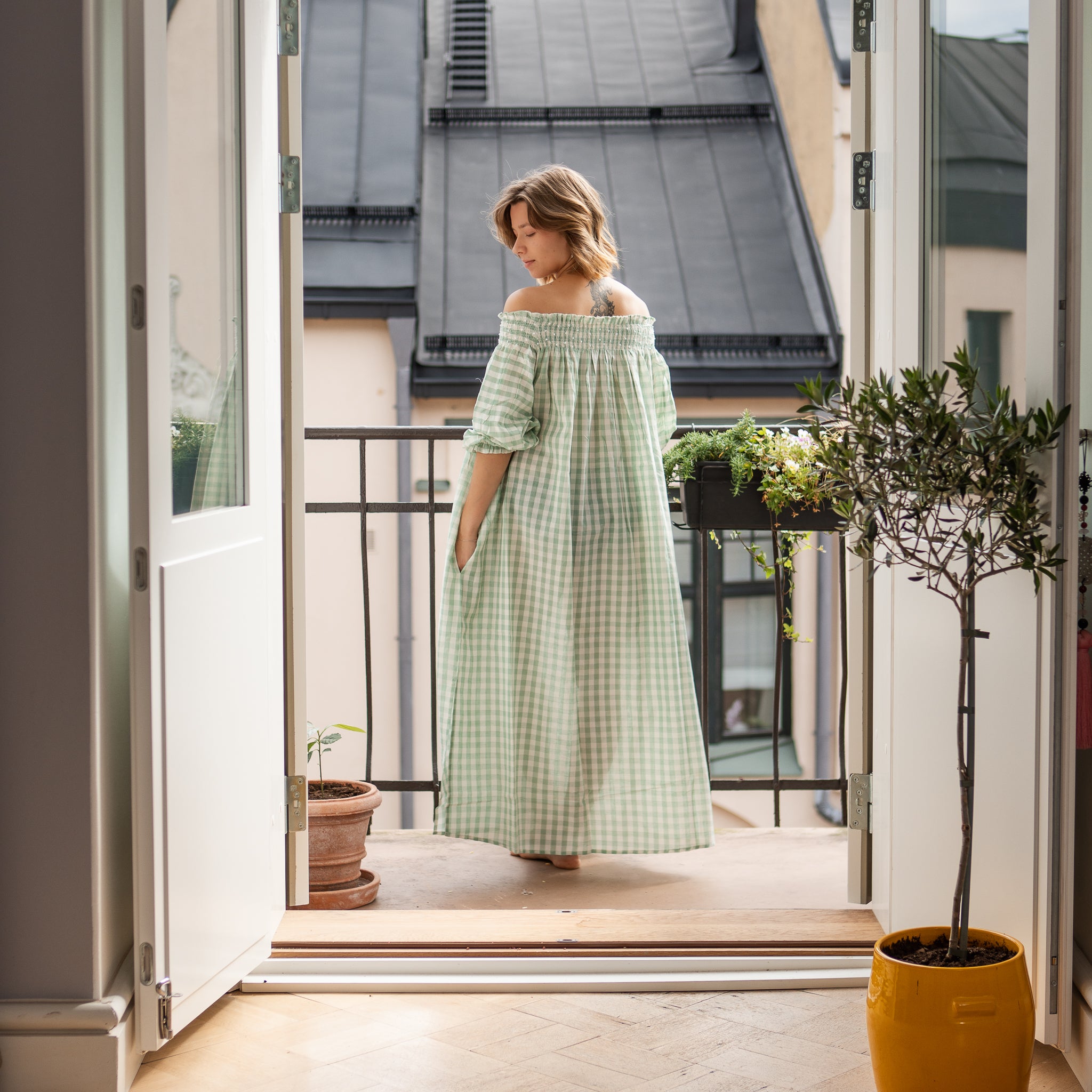 PRE ORDER Hand Loomed Cotton Smocked Lounge Dress 