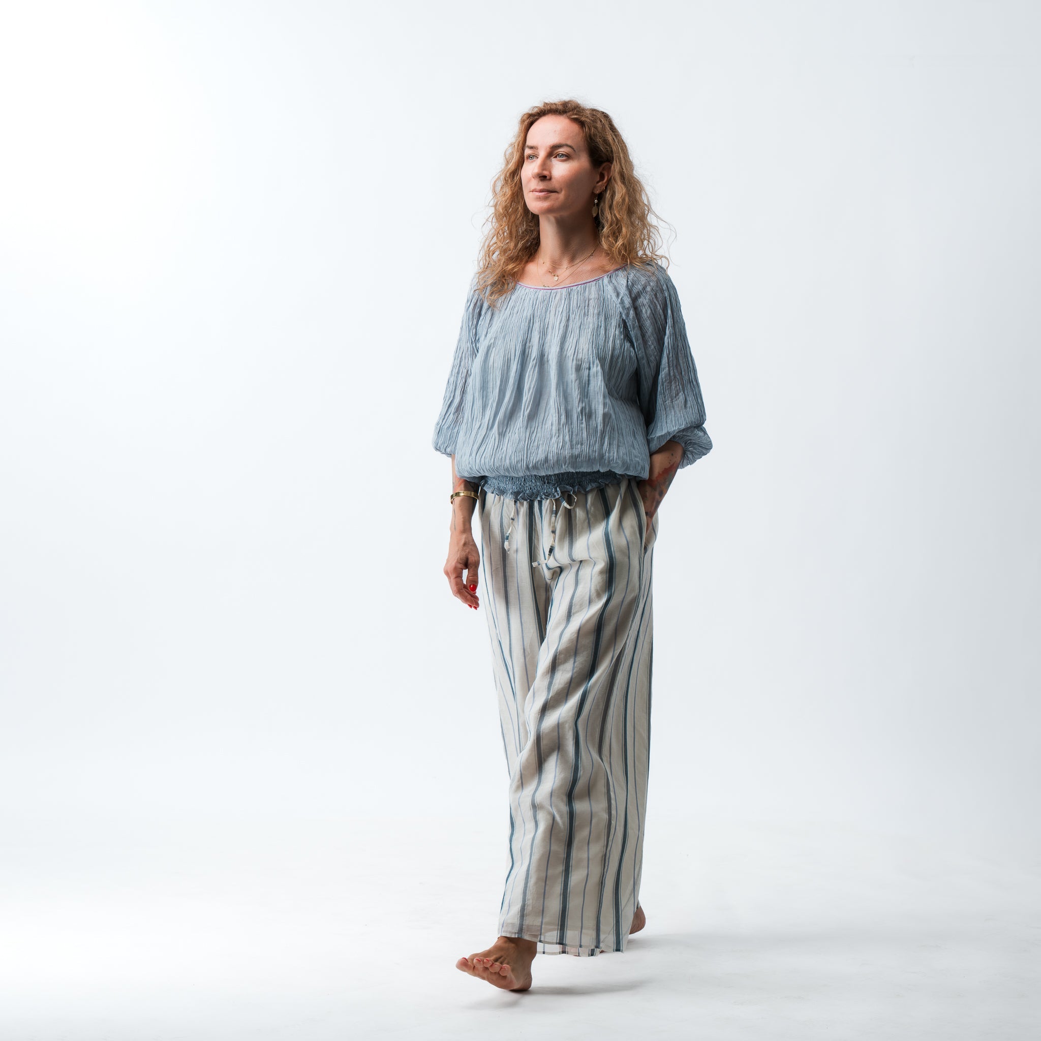 PRE ORDER Striped Chanderi Palazzo Pants 