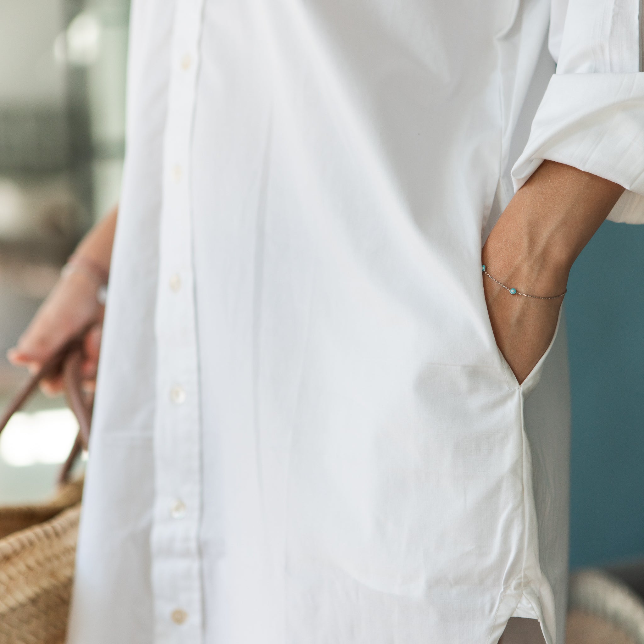 PRE ORDER White Poplin Shirt Dress with Hand Embroidery 