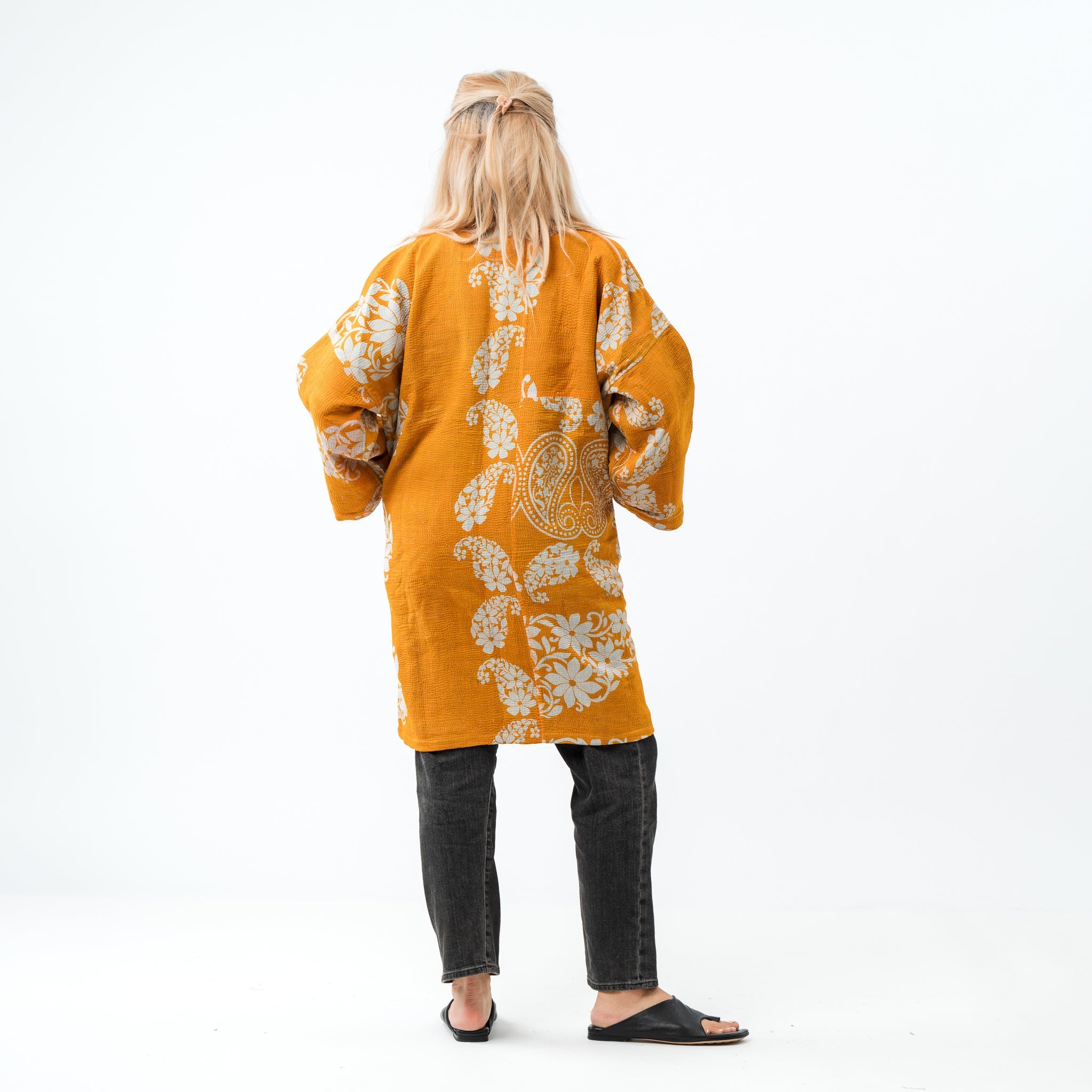 Reversible Vintage Kantha Coat Mustard 