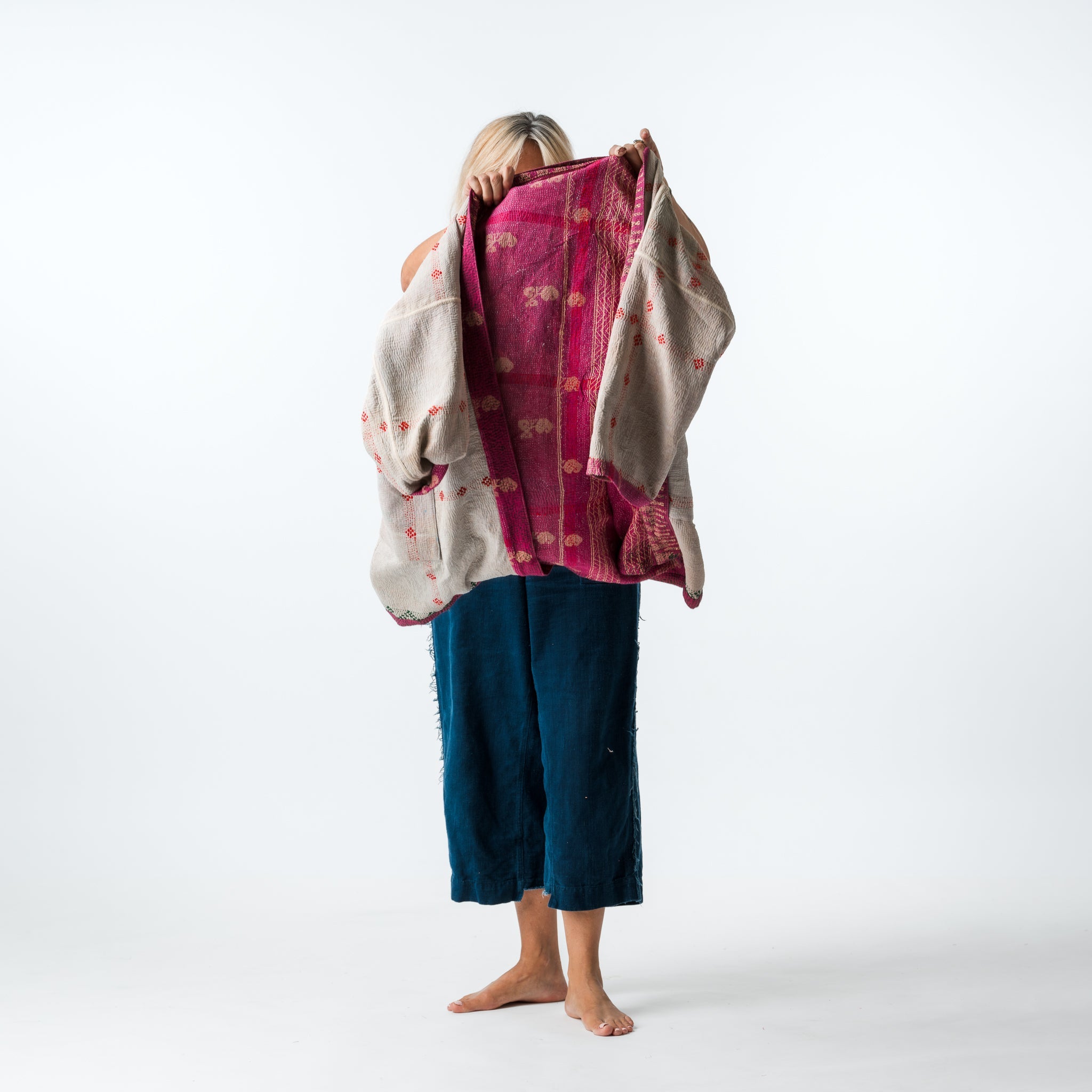 Reversible Vintage Kantha Coat Pinks 