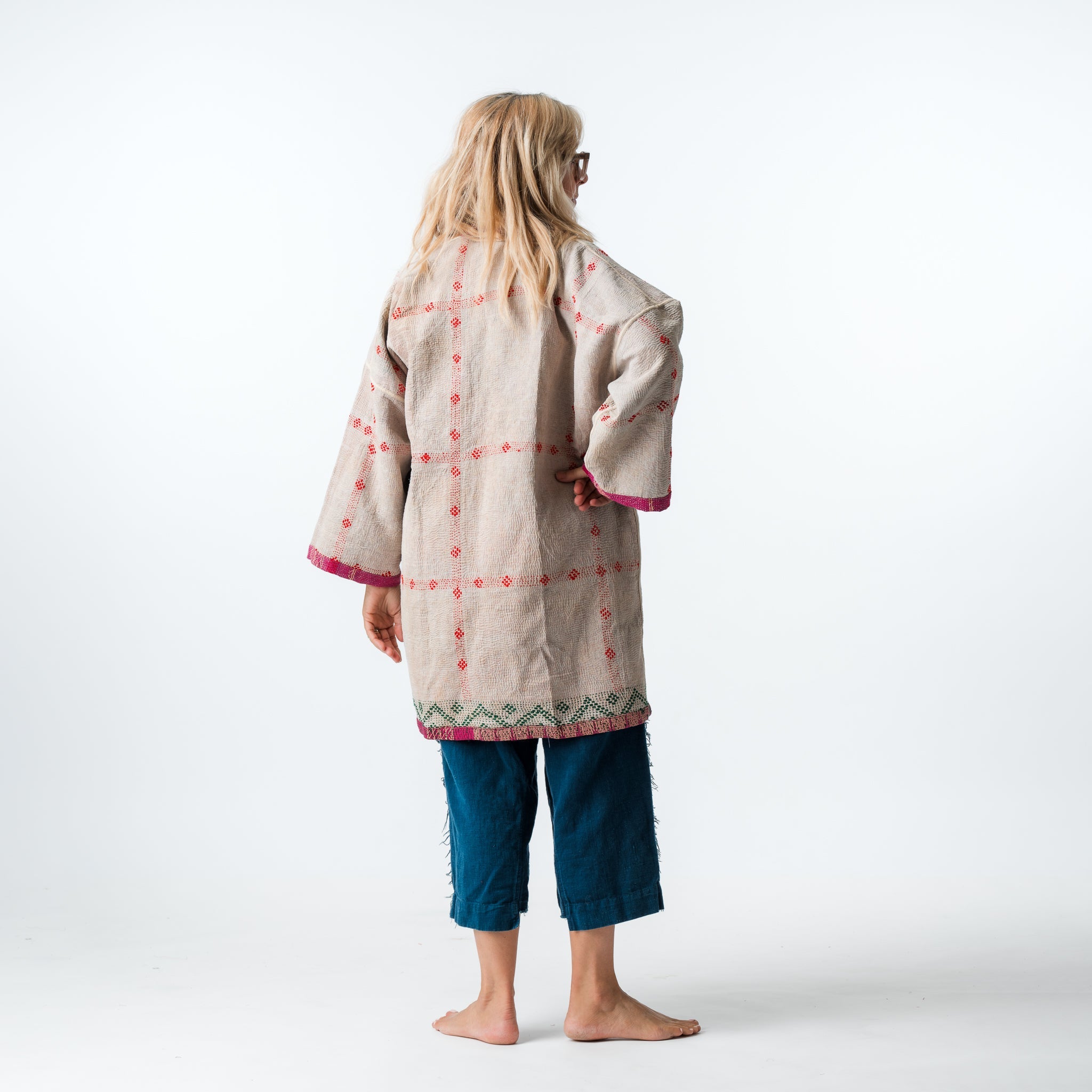 Reversible Vintage Kantha Coat Pinks 