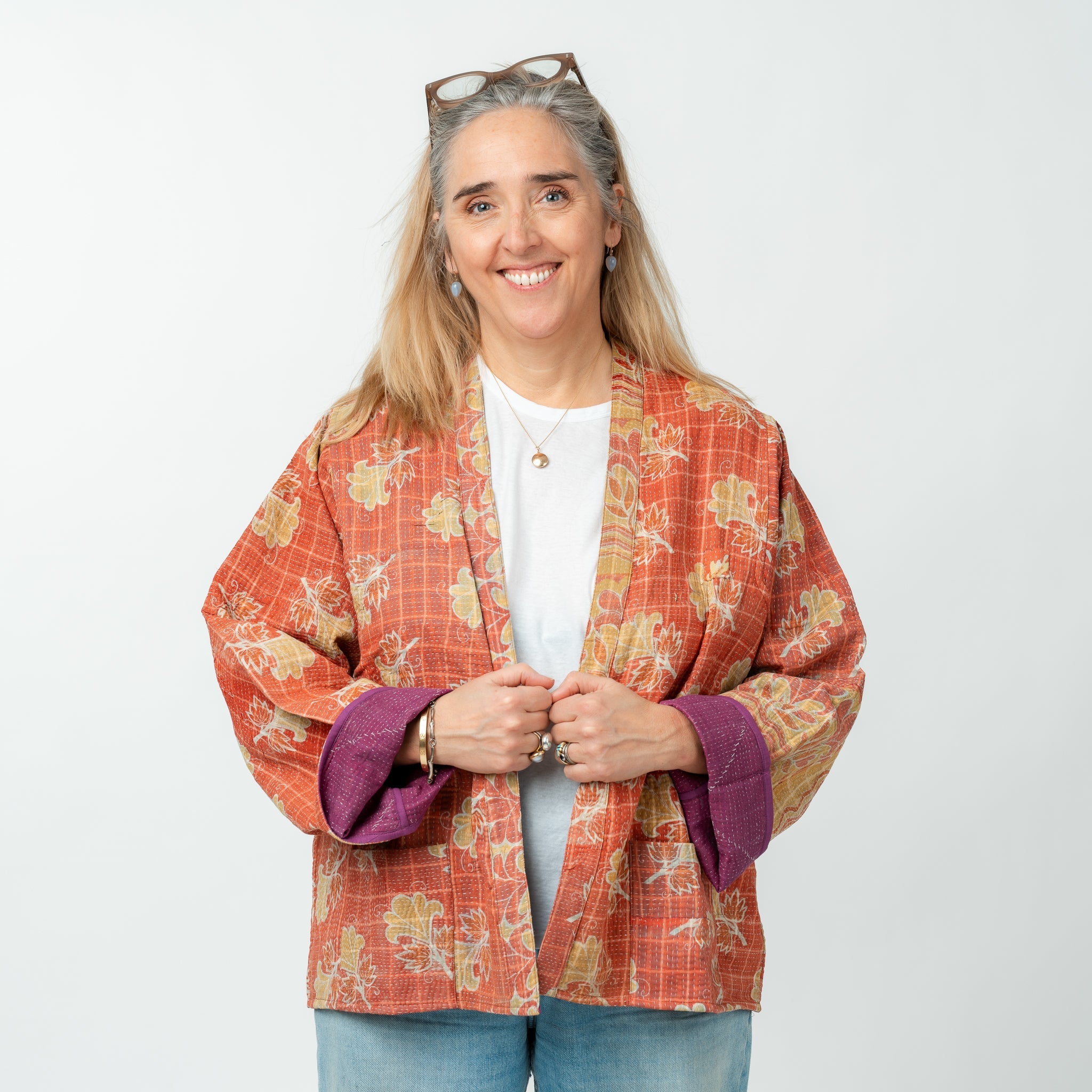 Reversible Vintage Kantha Kimono Coat 1 