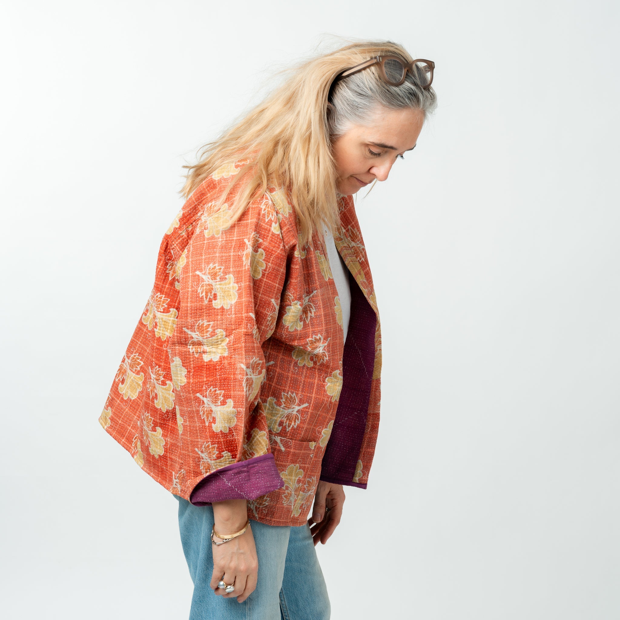 Reversible Vintage Kantha Kimono Coat 1 