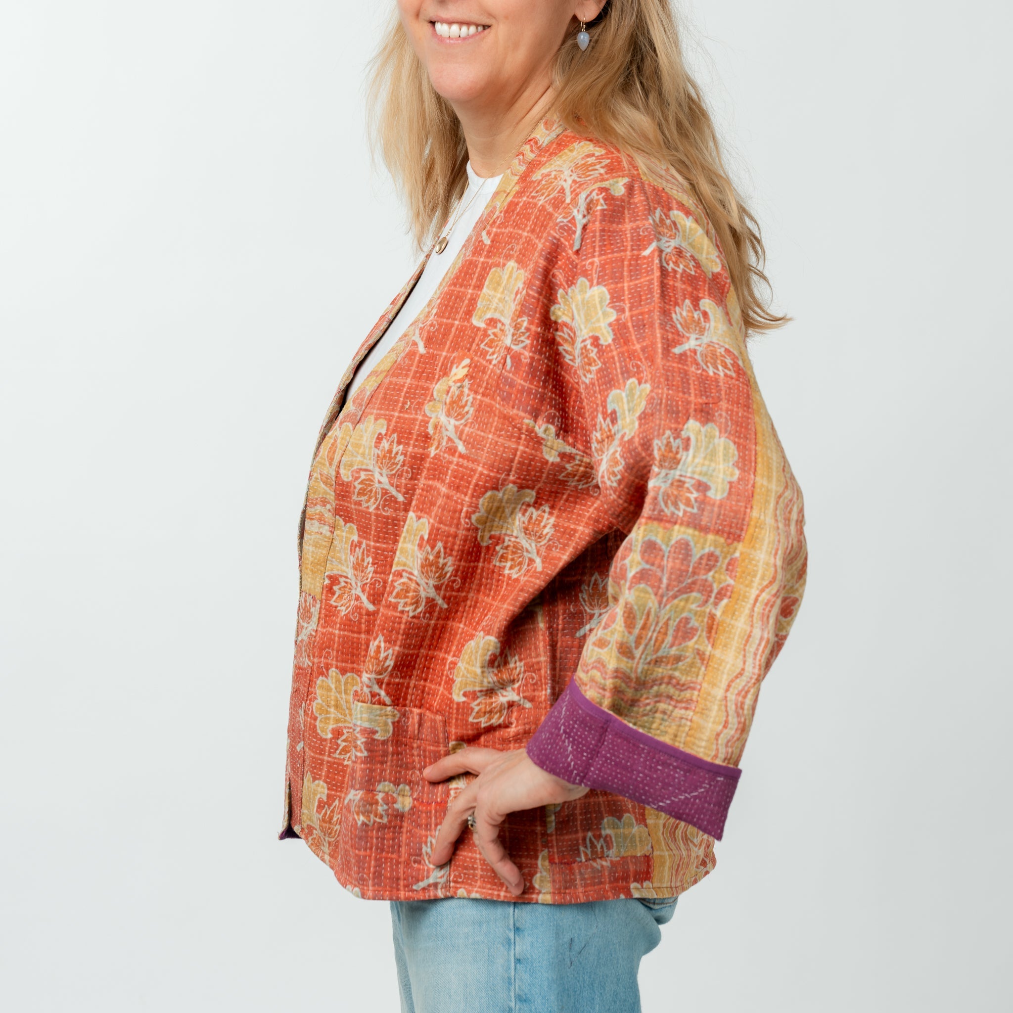 Reversible Vintage Kantha Kimono Coat 1 