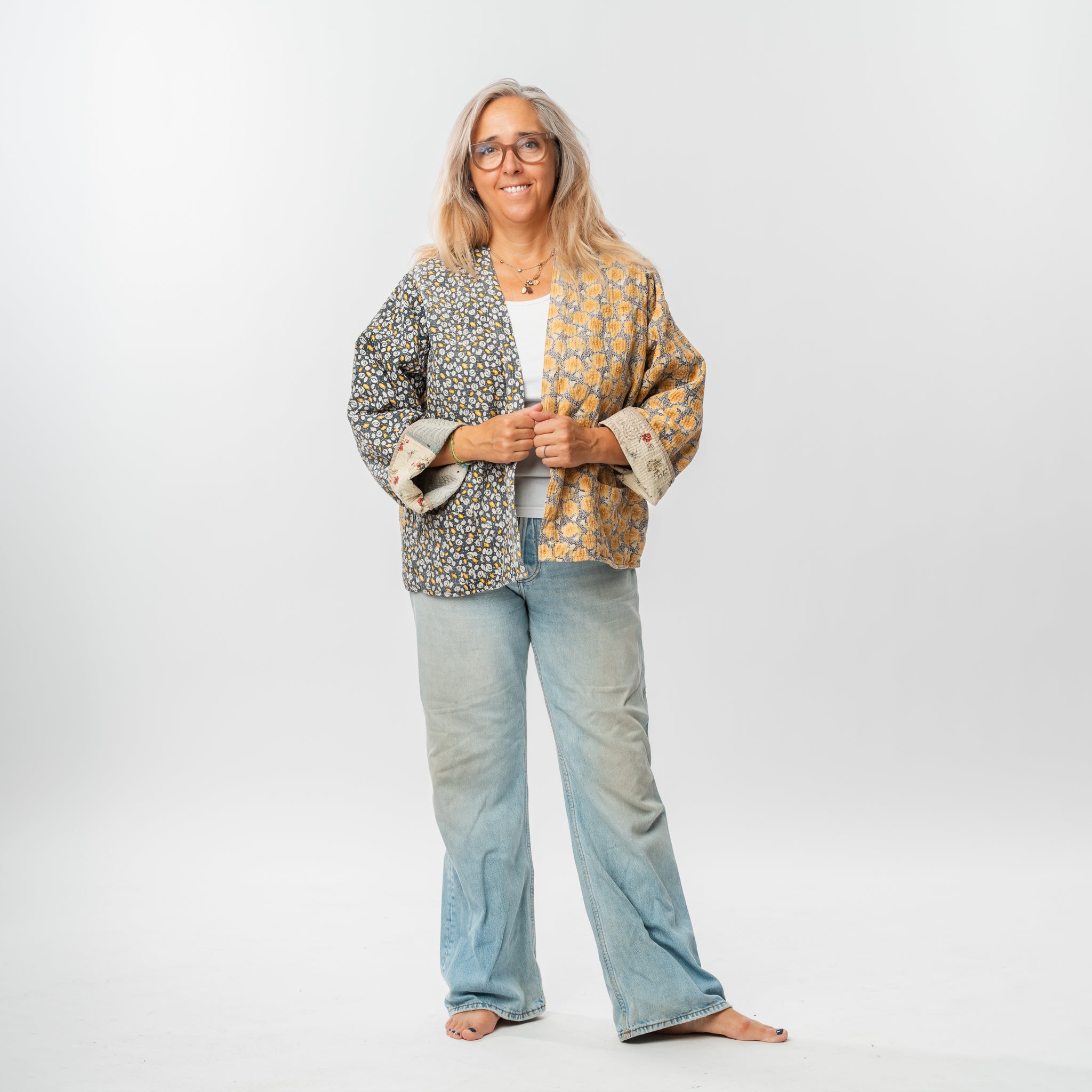 Reversible Vintage Kantha Kimono Coat 10 