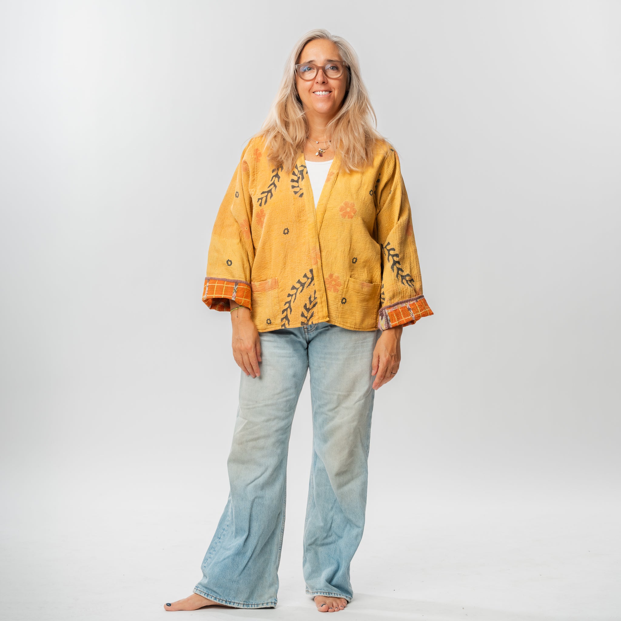 Reversible Vintage Kantha Kimono Coat 11 