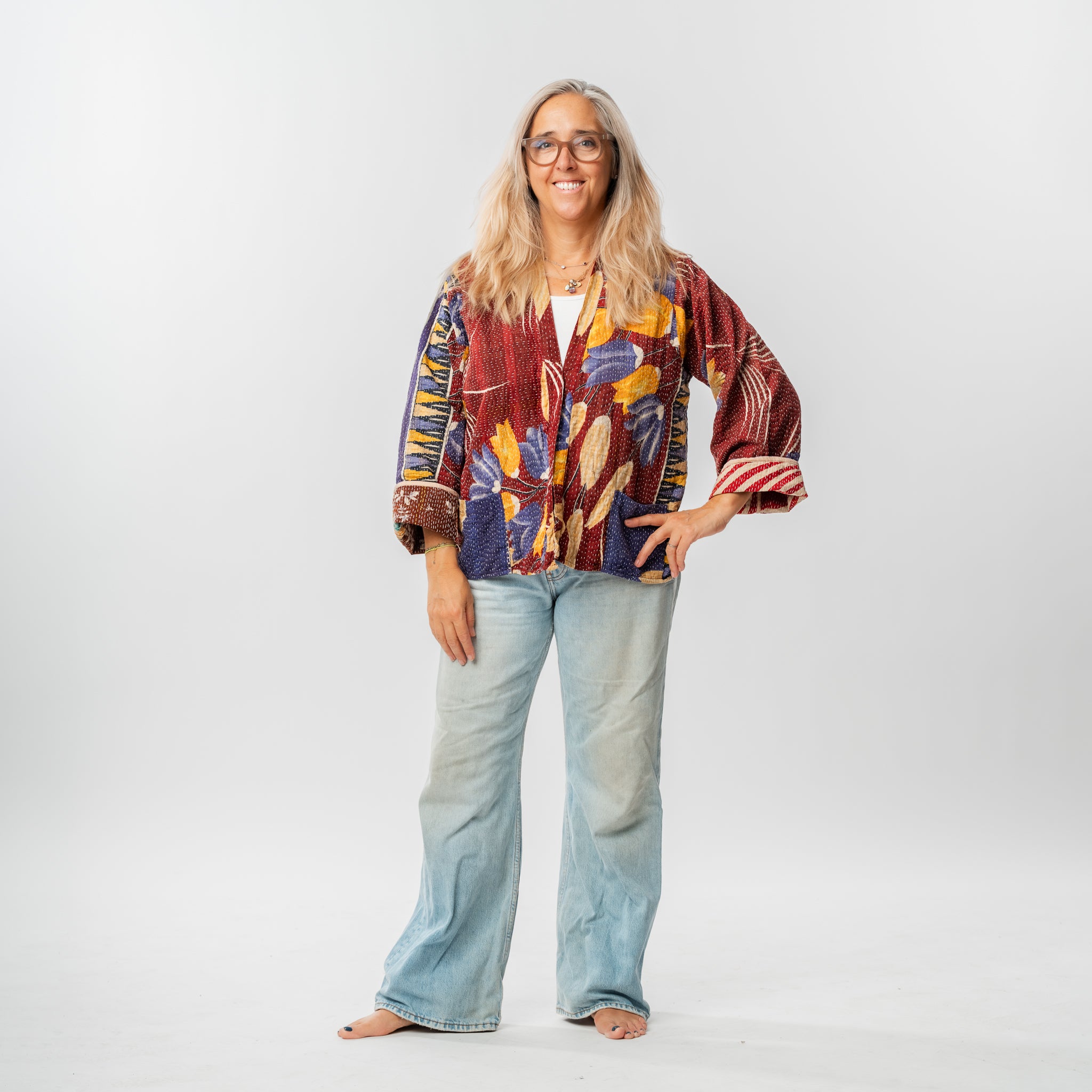 Reversible Vintage Kantha Kimono Coat 12 