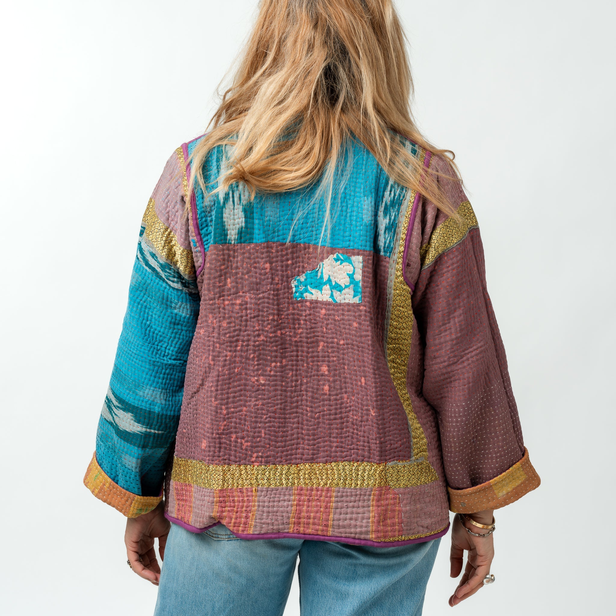 Reversible Vintage Kantha Kimono Coat 13 