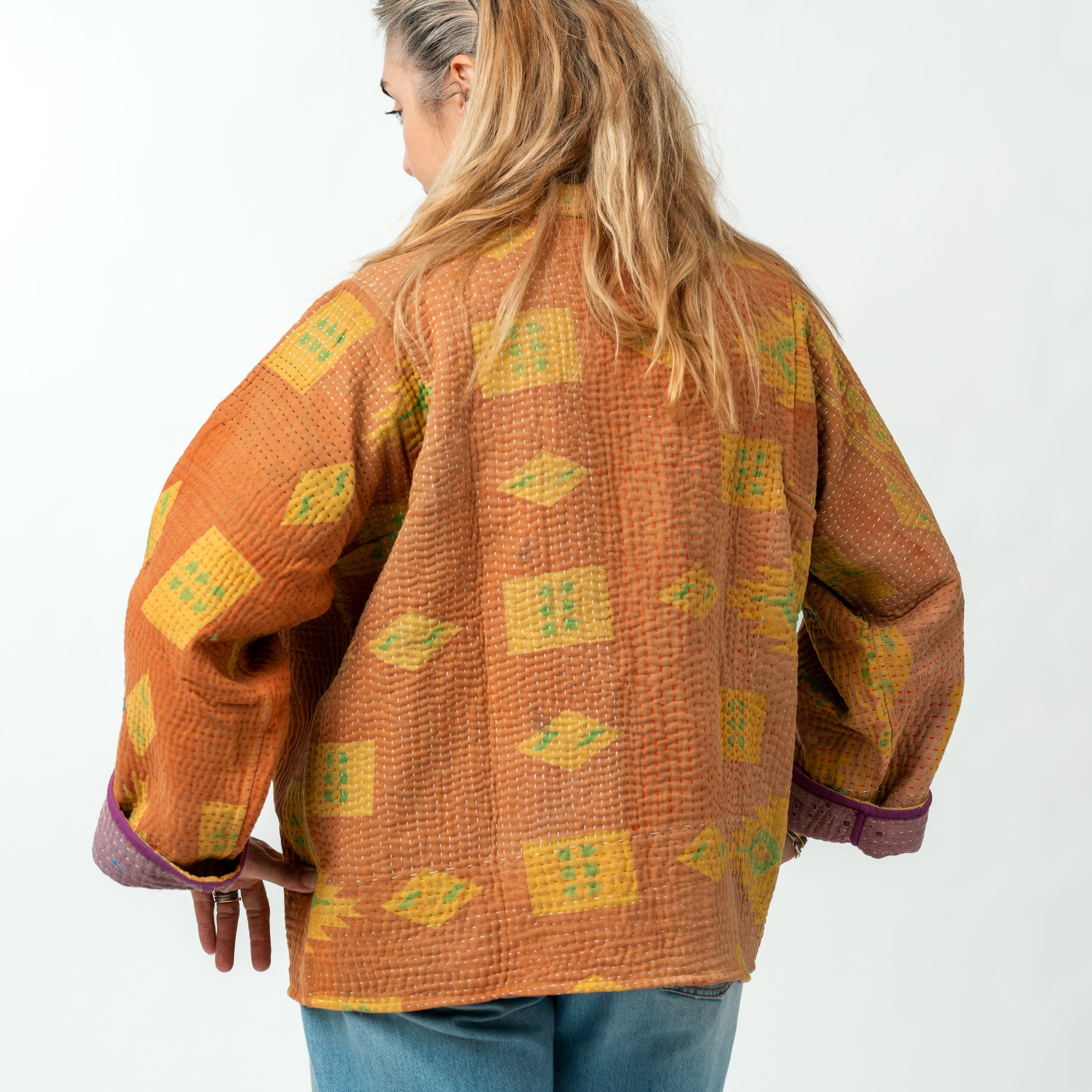 Reversible Vintage Kantha Kimono Coat 14 