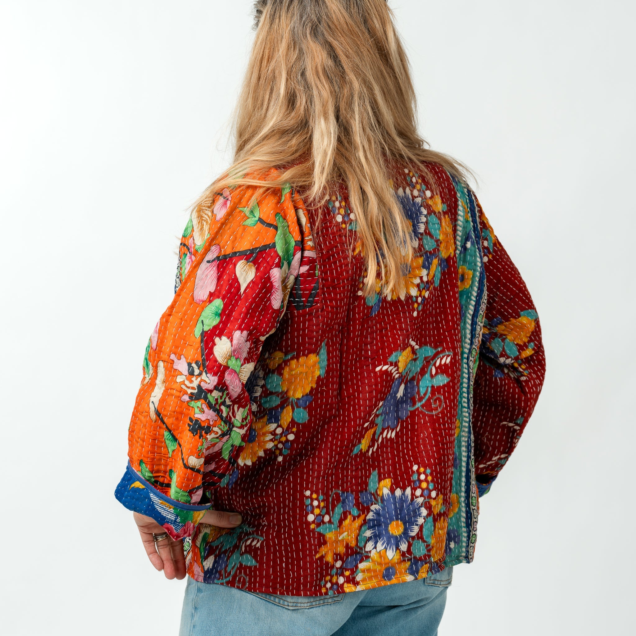 Reversible Vintage Kantha Kimono Coat 17 