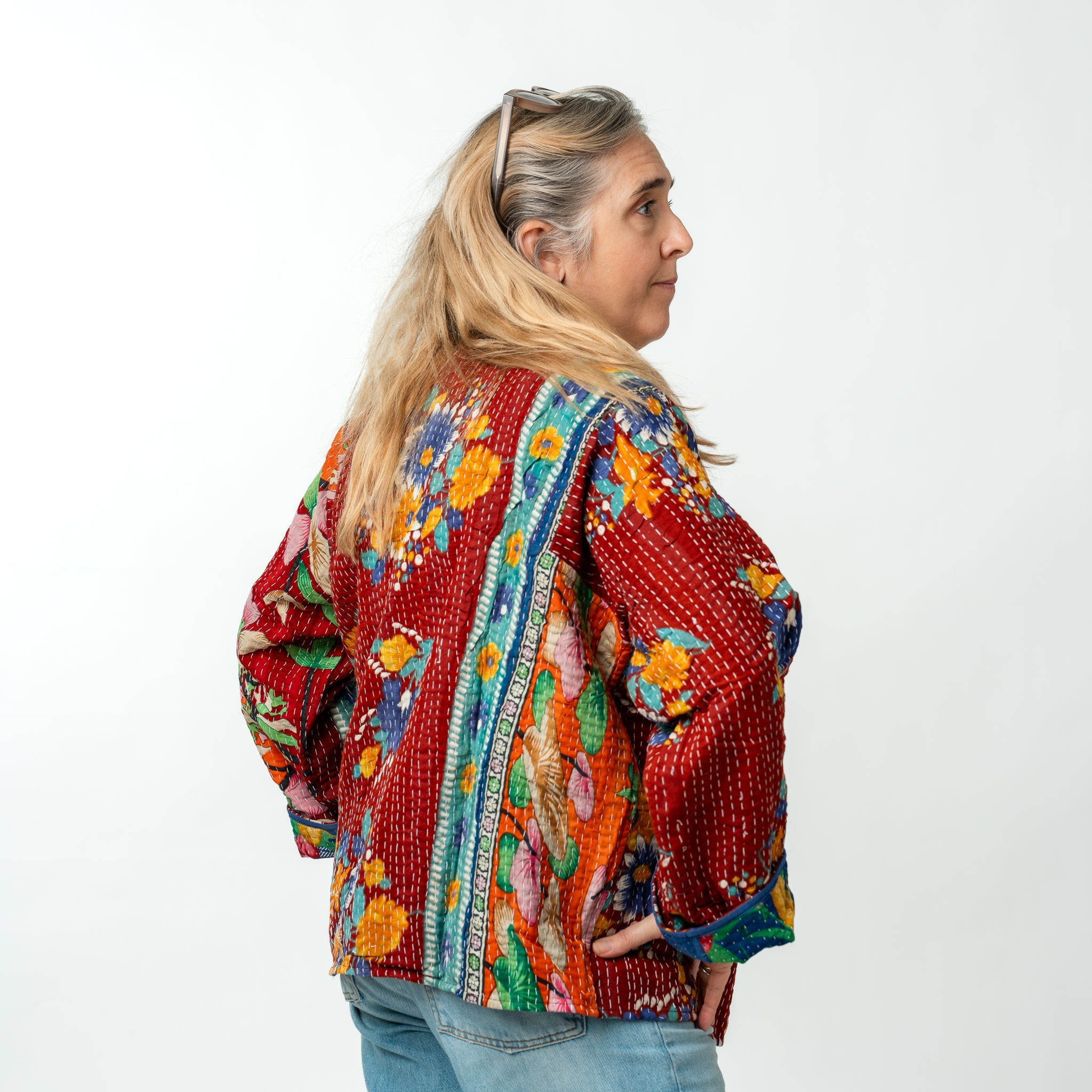 Reversible Vintage Kantha Kimono Coat 17 