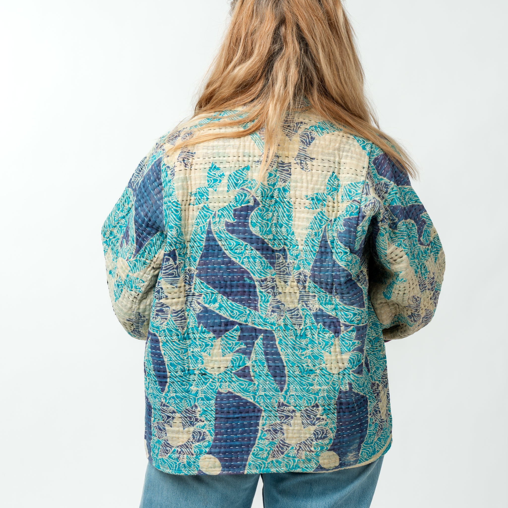 Reversible Vintage Kantha Kimono Coat 18 