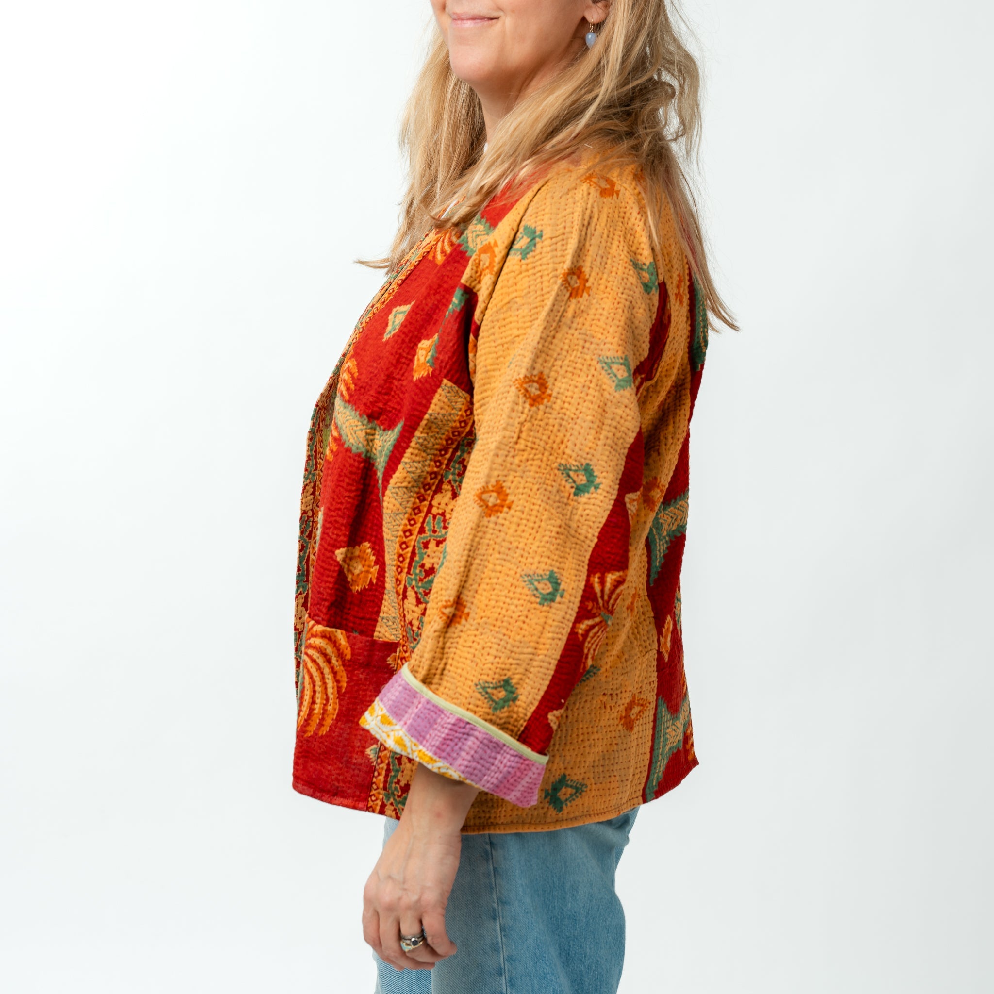 Reversible Vintage Kantha Kimono Coat 2 