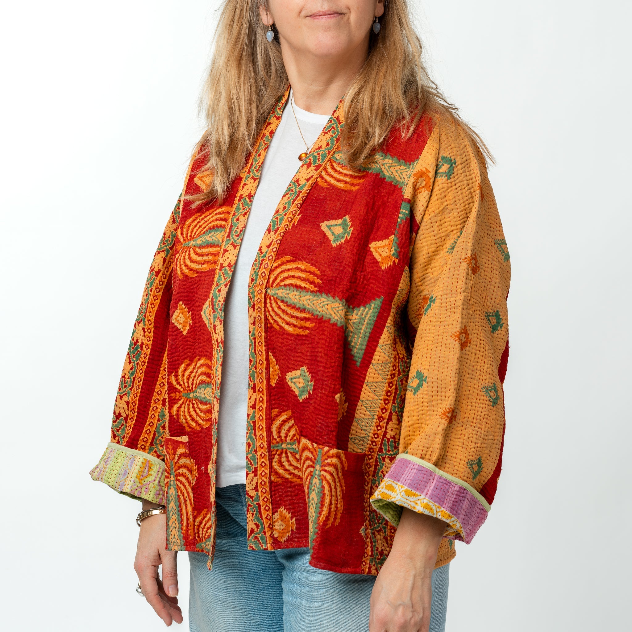 Reversible Vintage Kantha Kimono Coat 2 