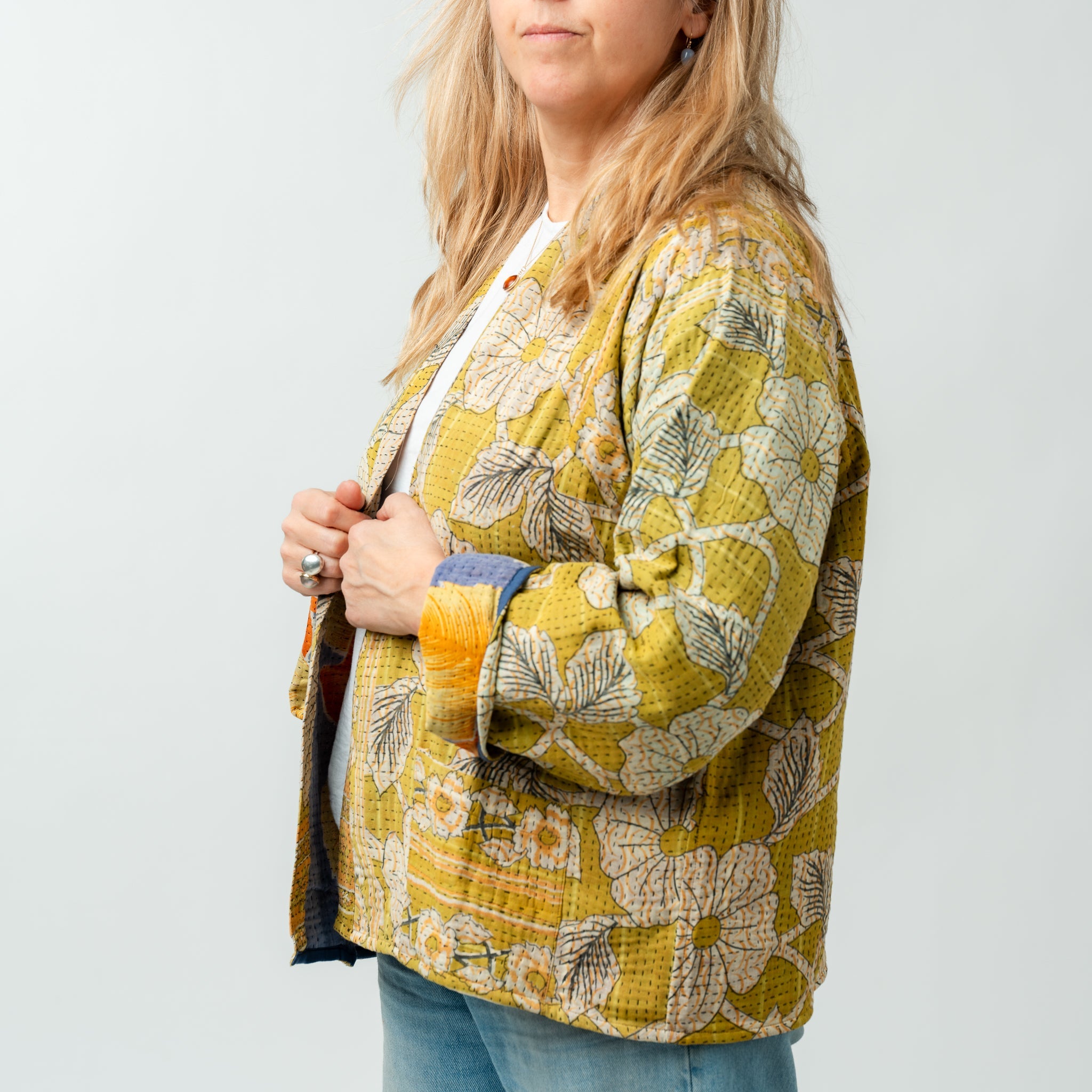 Reversible Vintage Kantha Kimono Coat 20 