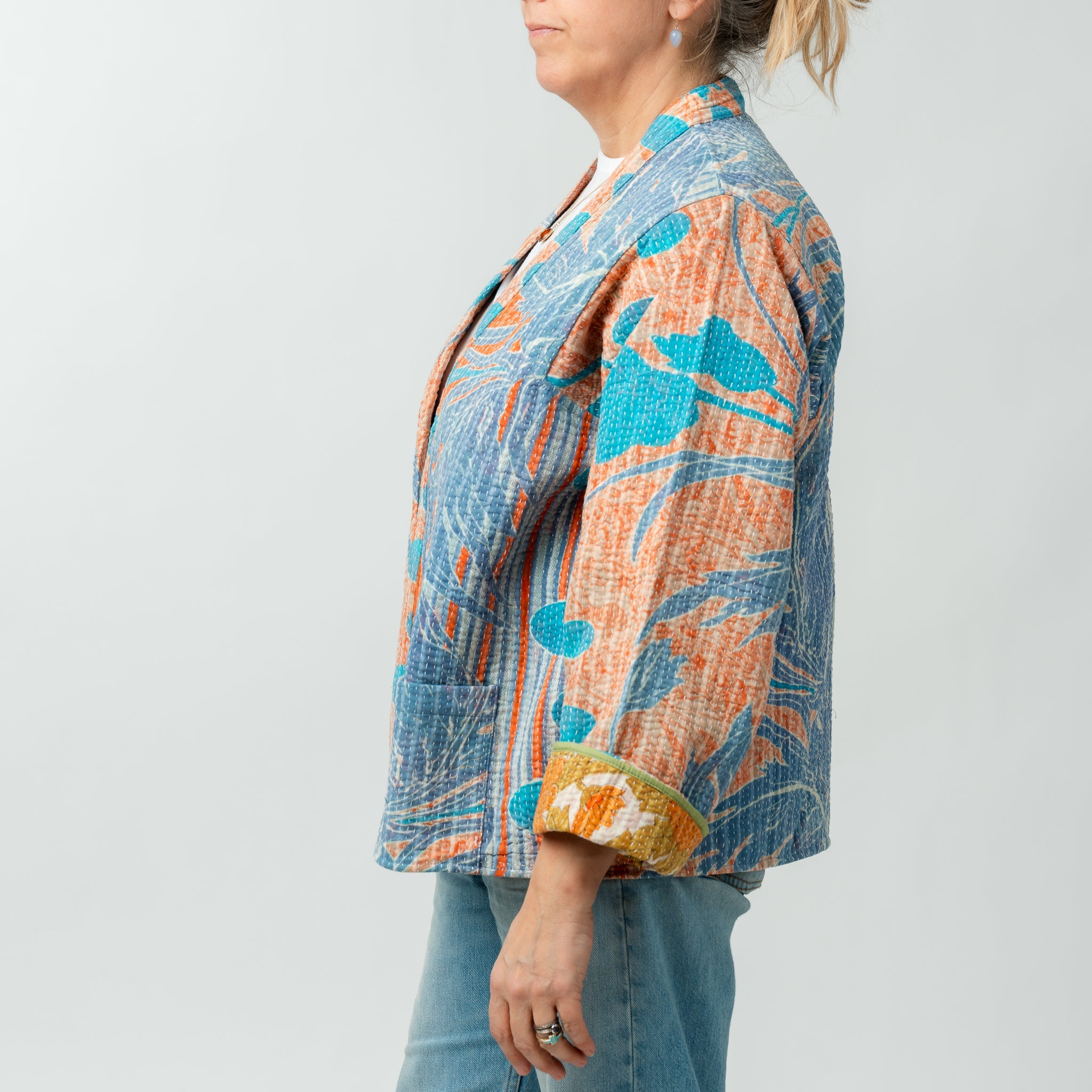 Reversible Vintage Kantha Kimono Coat 21 