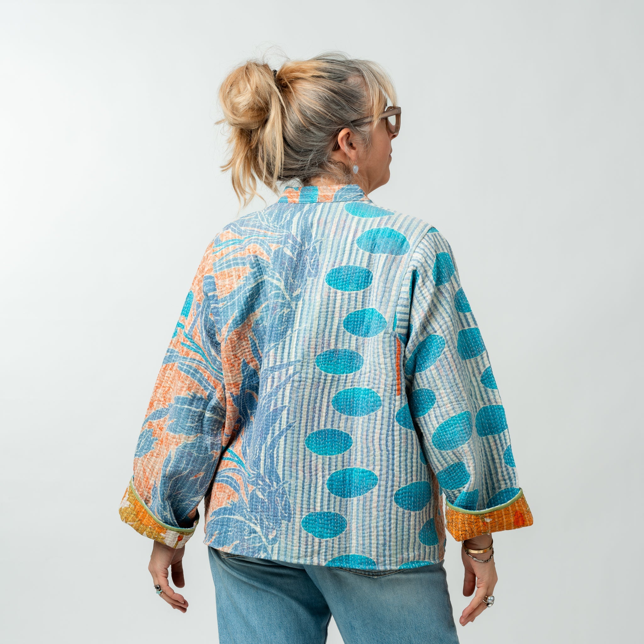 Reversible Vintage Kantha Kimono Coat 21 