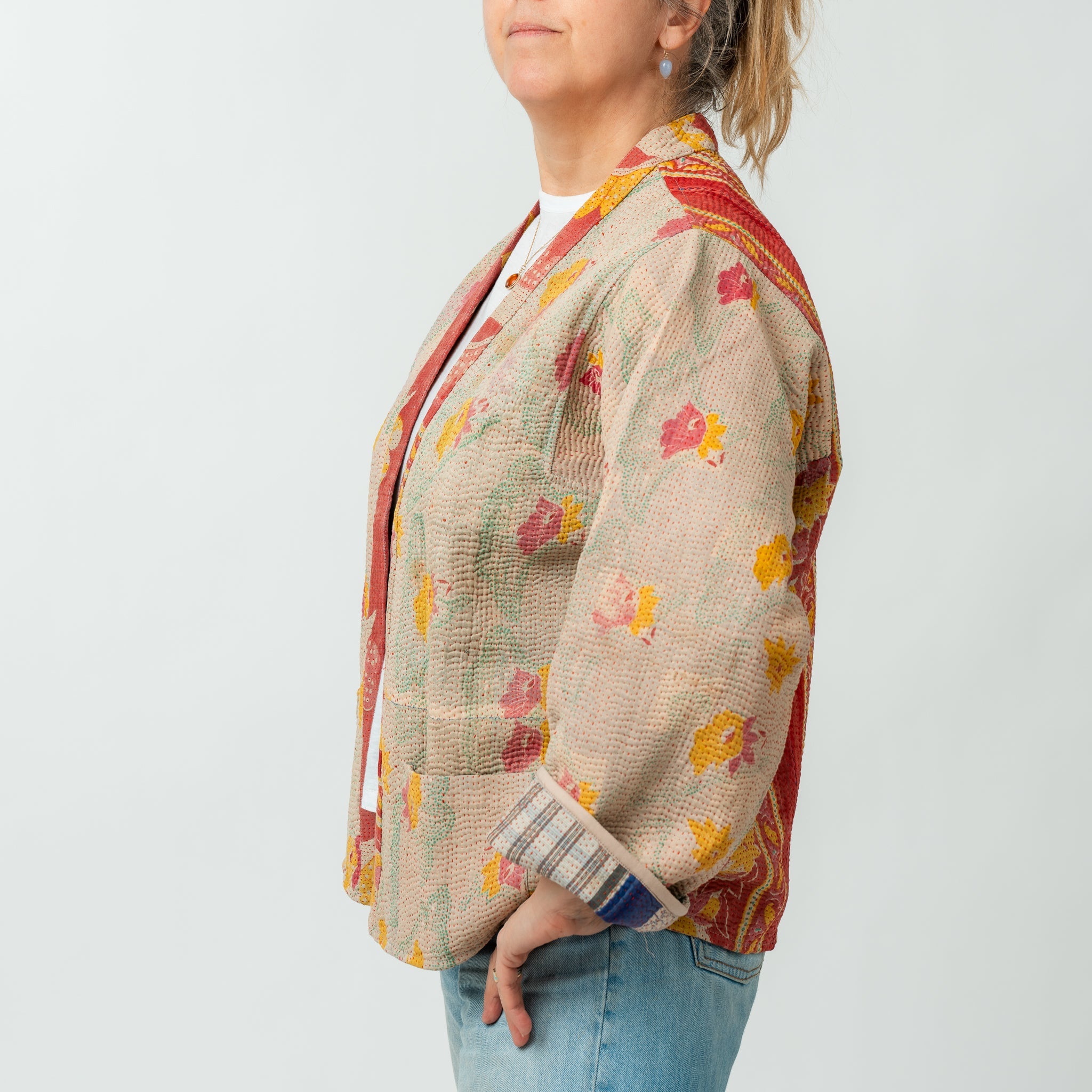 Reversible Vintage Kantha Kimono Coat 22 