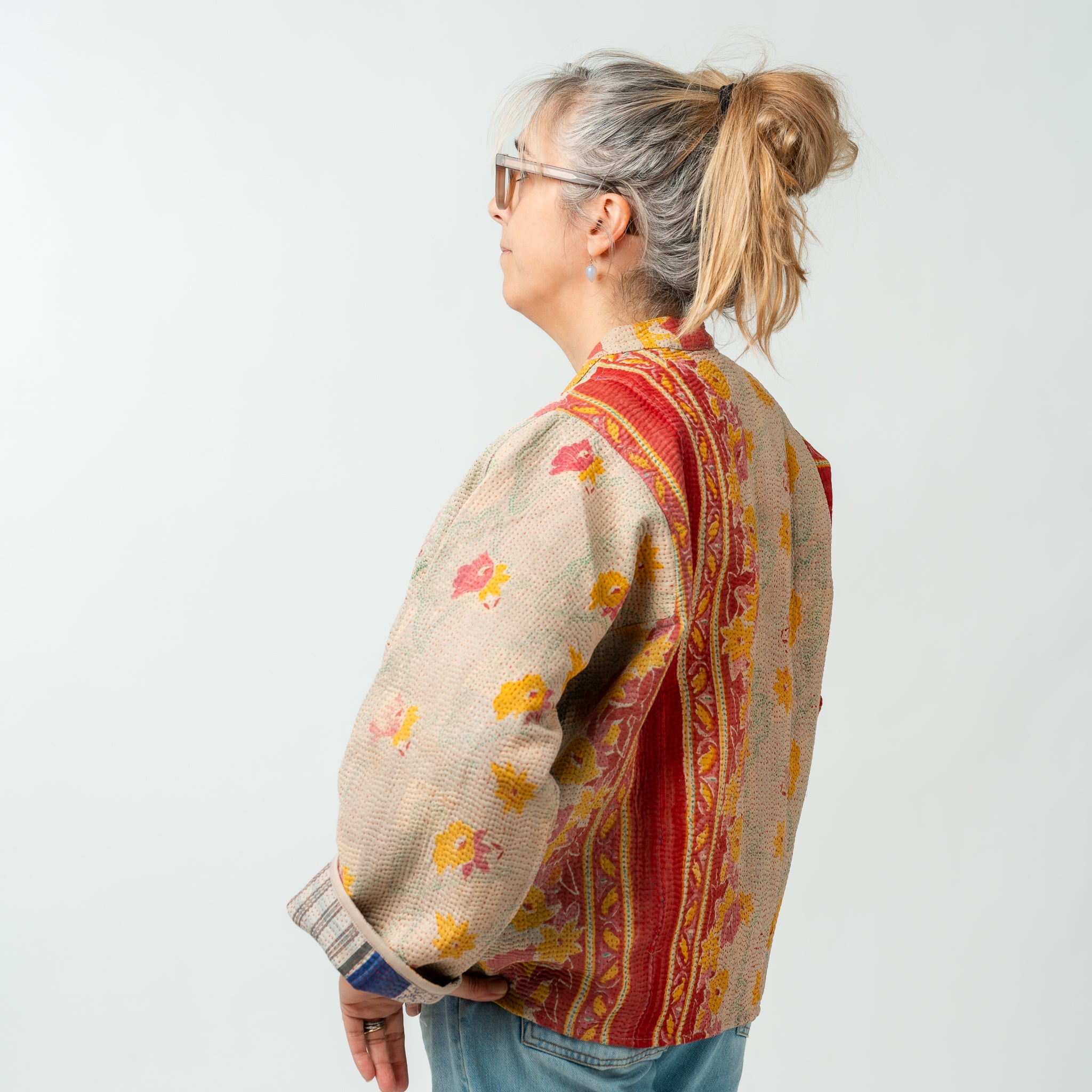 Reversible Vintage Kantha Kimono Coat 22 