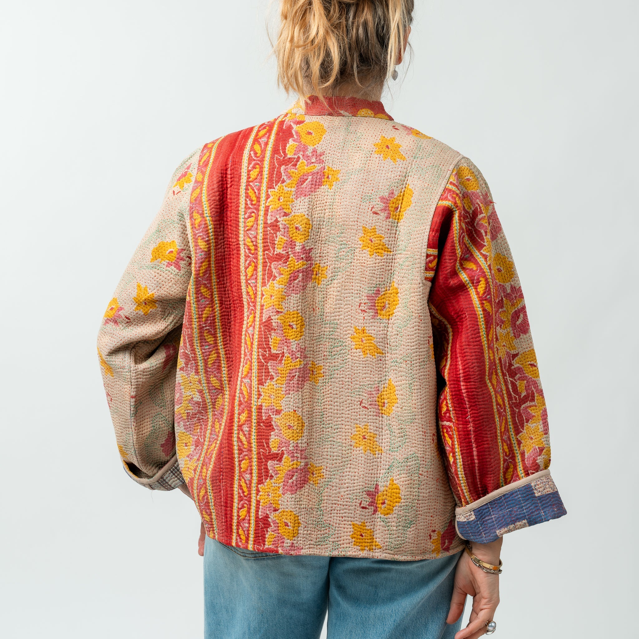 Reversible Vintage Kantha Kimono Coat 22 