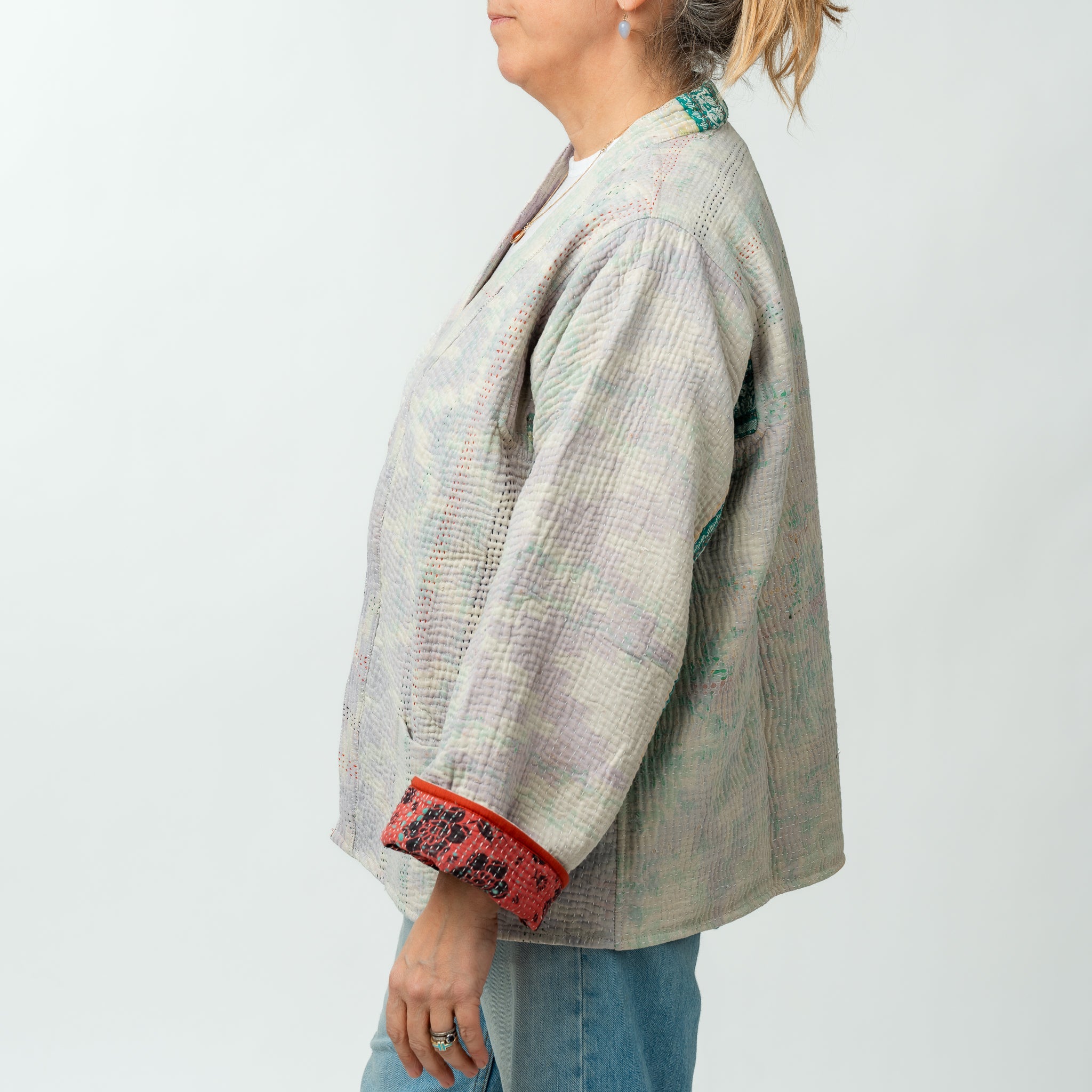 Reversible Vintage Kantha Kimono Coat 25 