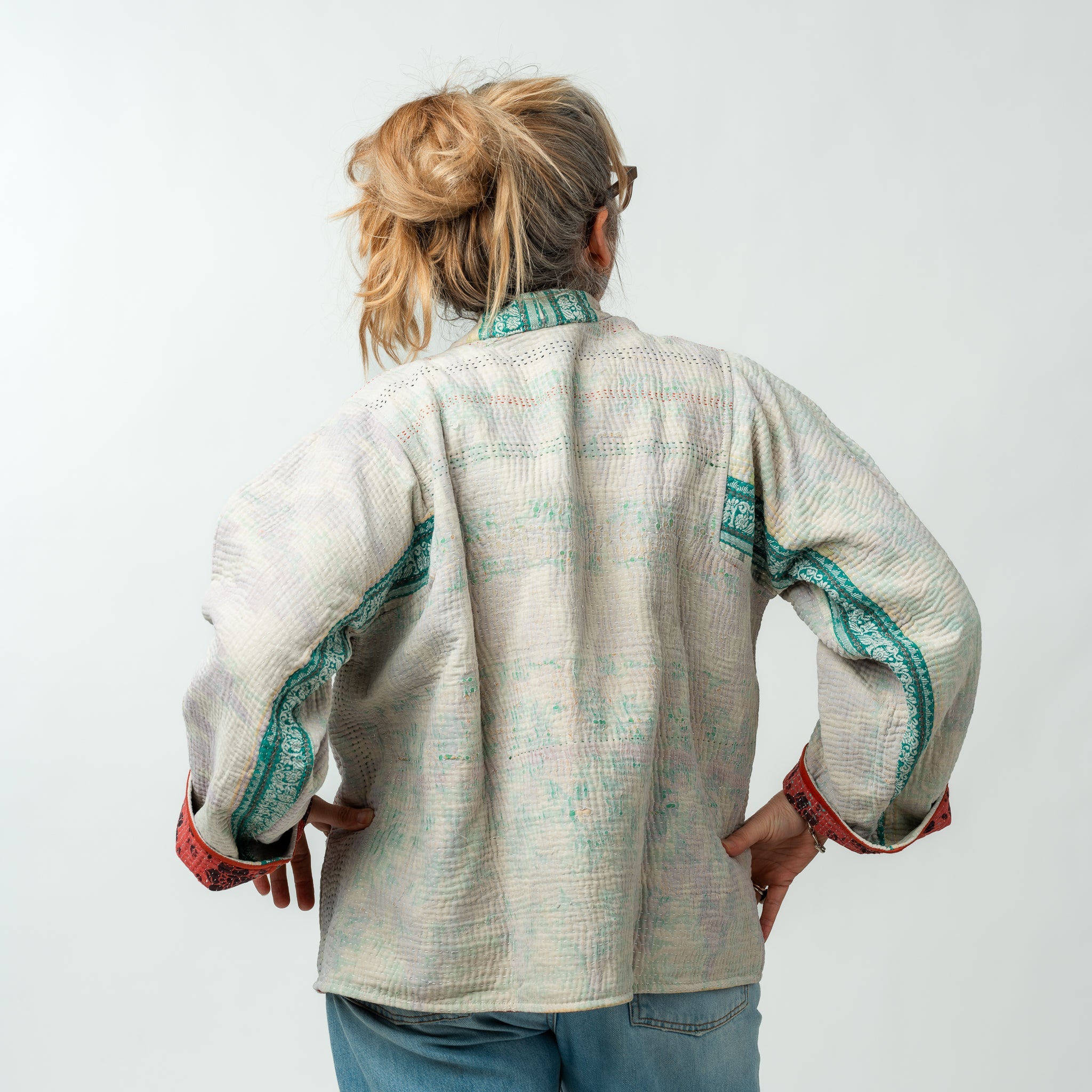 Reversible Vintage Kantha Kimono Coat 25 